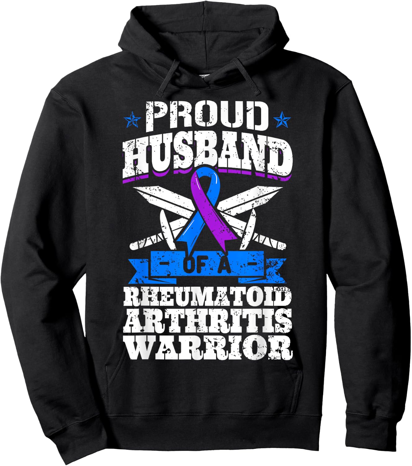 Proud Husband Of A Rheumatoid Arthritis Warrior RA Awareness Hoodie - Hoodie | Black