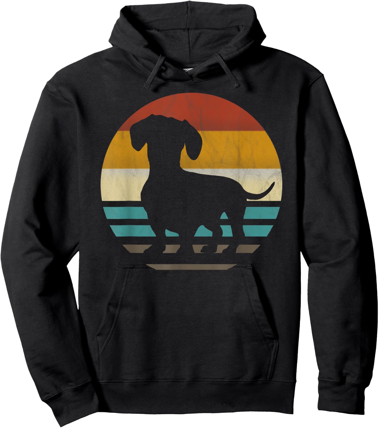 Dachshund Dachshund Silhouette Dog retro Gift Hoodie - Hoodie | Black