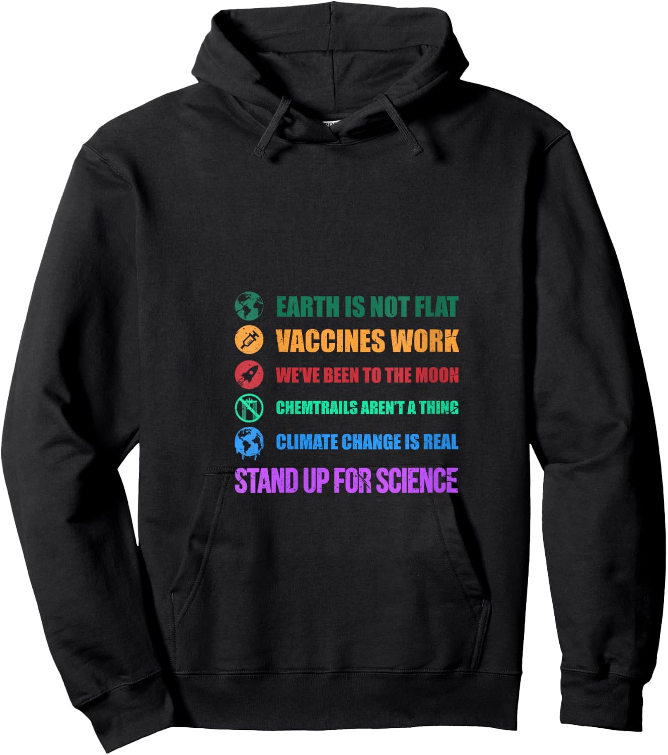 Women's Earth is Not Flat Stand up for Science V-Neck Hoodie - Hoodie | Black