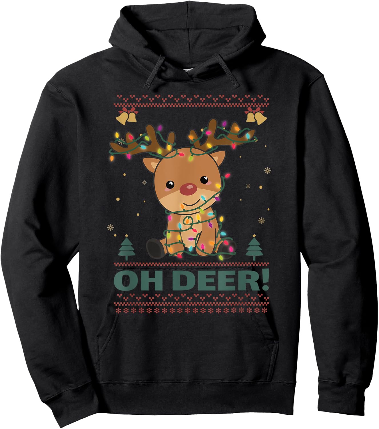 Oh Deer Funny deer Christmas Pun Hoodie - Hoodie | Black