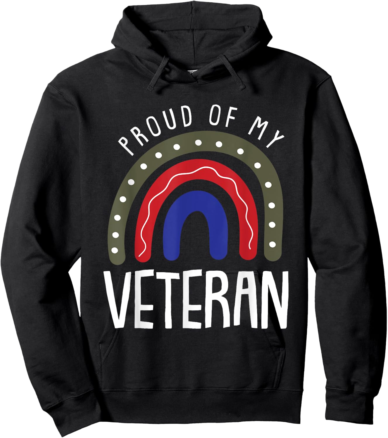 Proud Of My Veteran Veterans Day Cool Boho Rainbow Hoodie - Hoodie | Black
