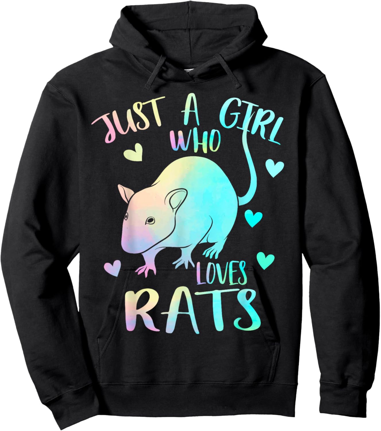 Just a Girl Who Loves Rats Themed Cute Rat Lover Mice Girls Hoodie - Hoodie | Black