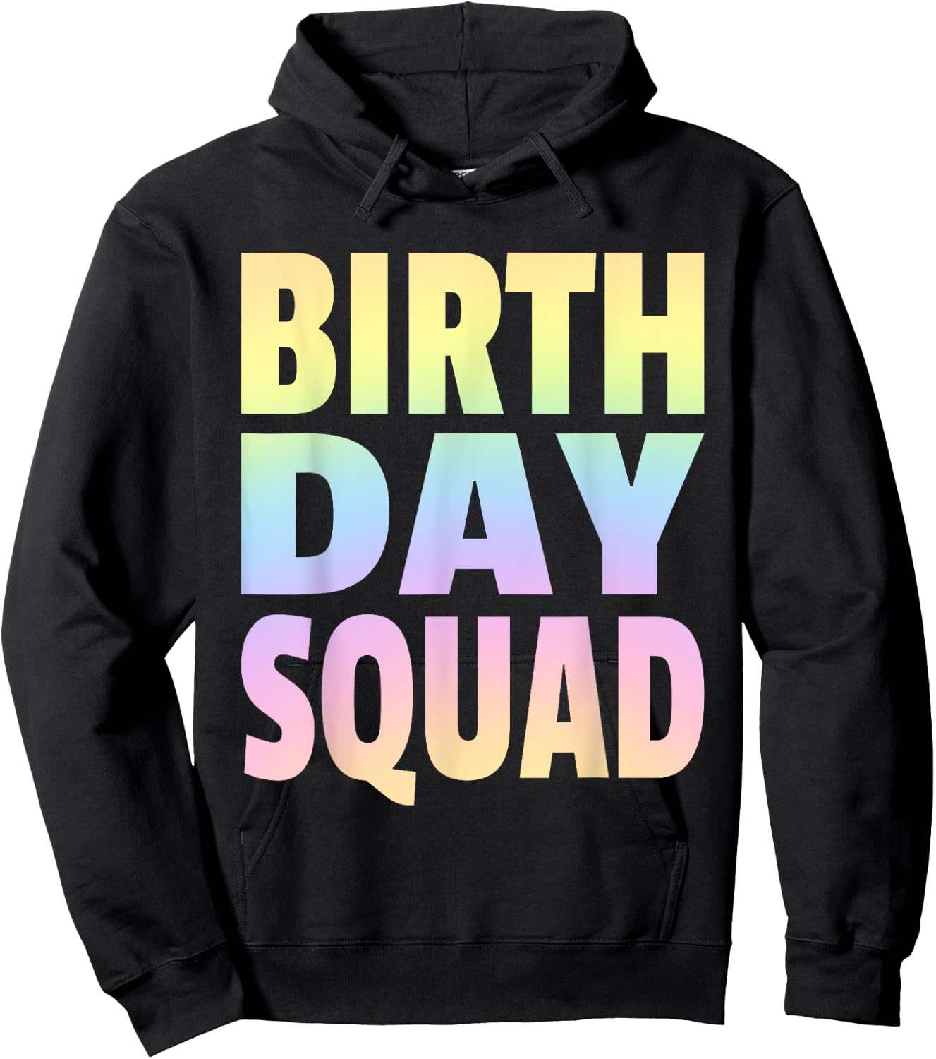 Birthday Squad Matching Group - Pastel Rainbow Hoodie - Hoodie | Black