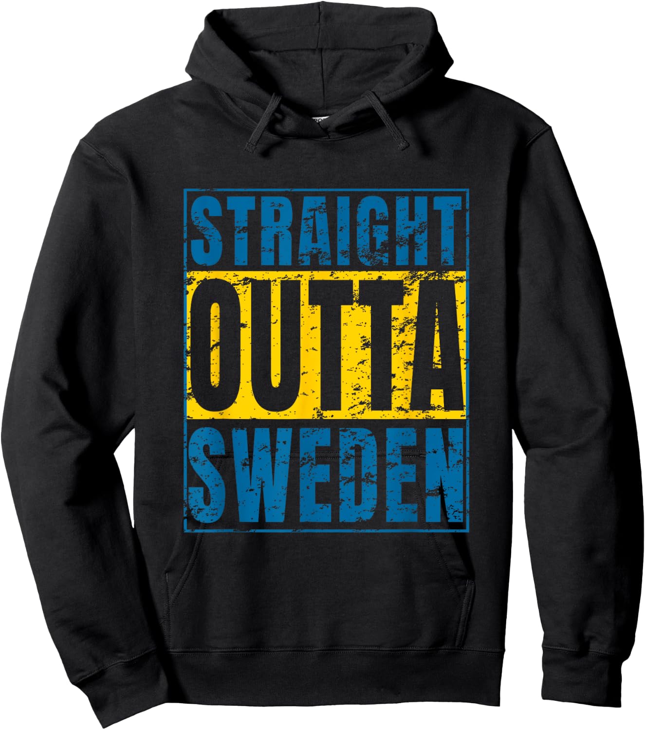 Straight Outta Sweden Distressed Swedish Design Hoodie - Hoodie | Black