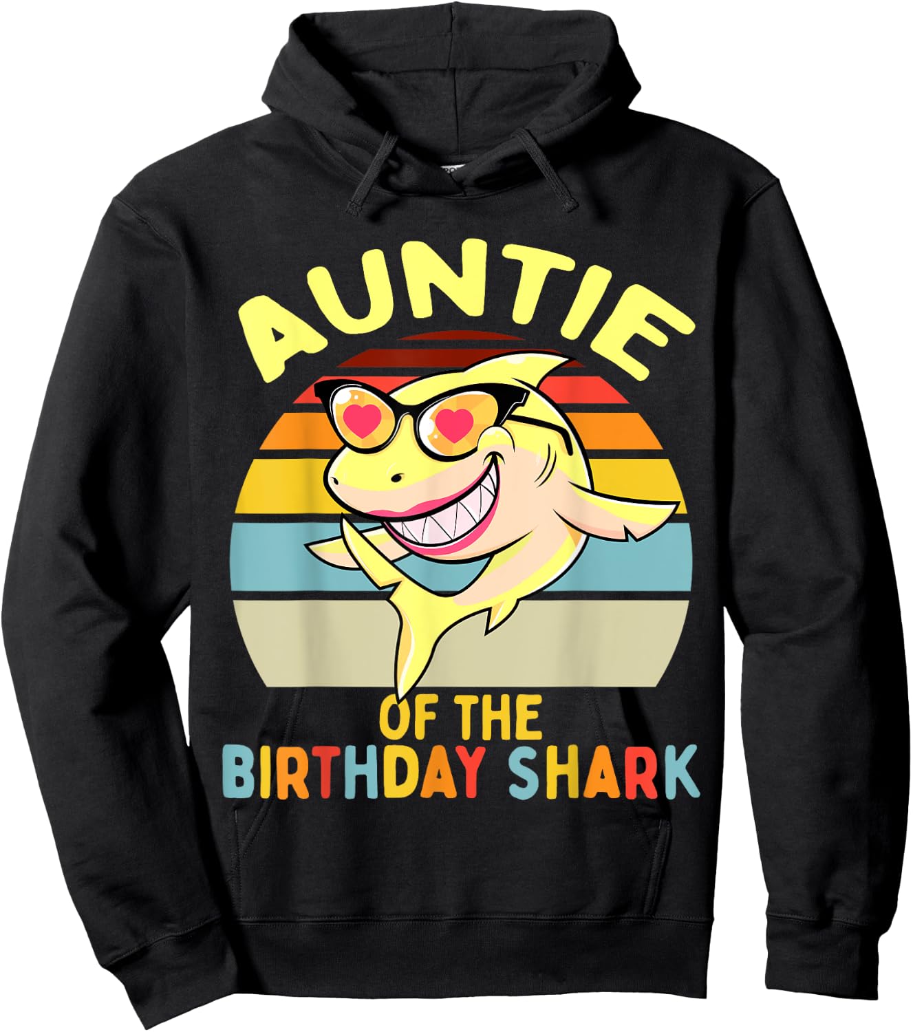 Auntie of the Shark Birthday Aunt Matching Family Hoodie - Hoodie | Black