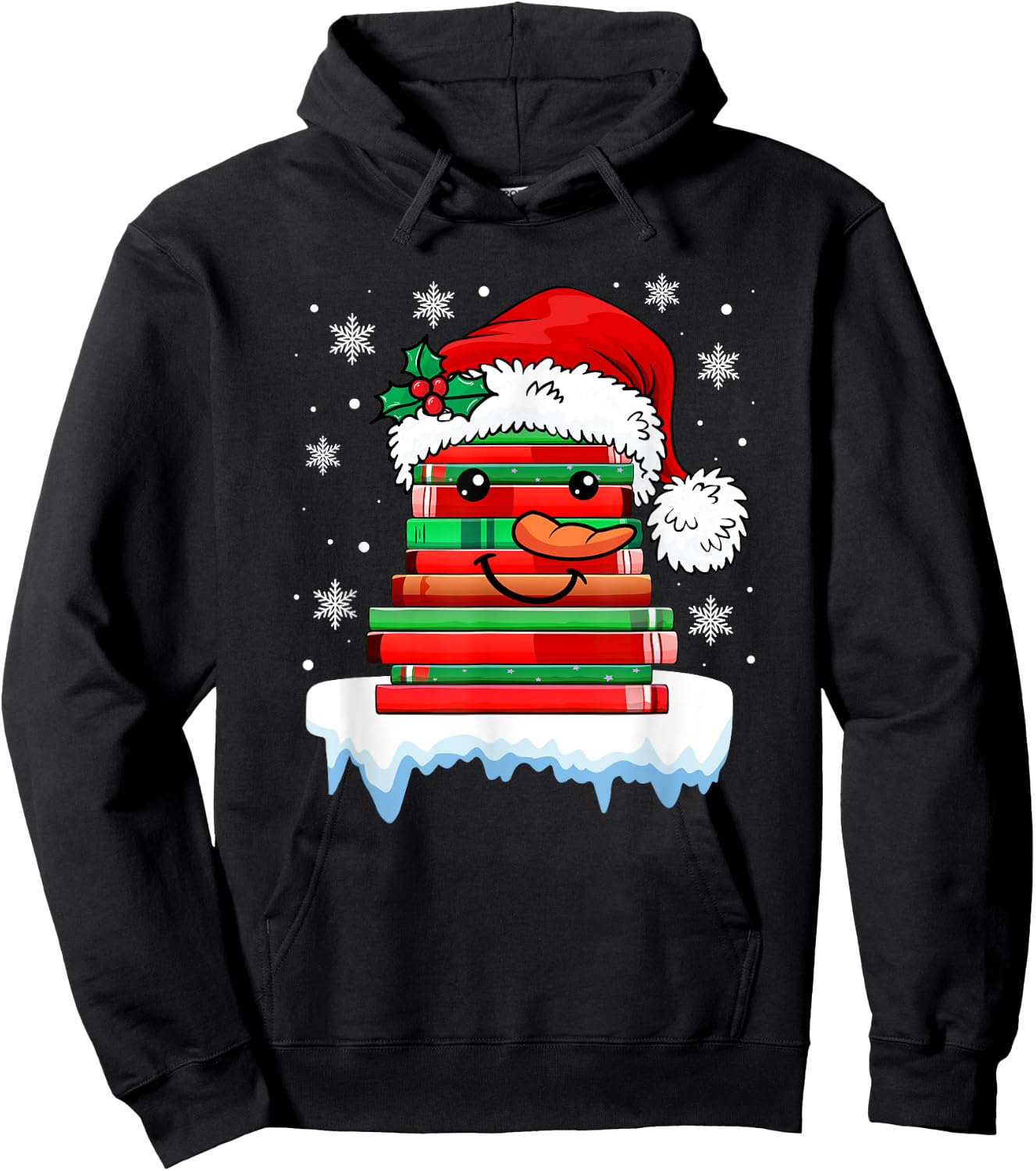 Librarian Book Santa Hat Reader Snow Pajamas Christmas Hoodie - Hoodie | Black