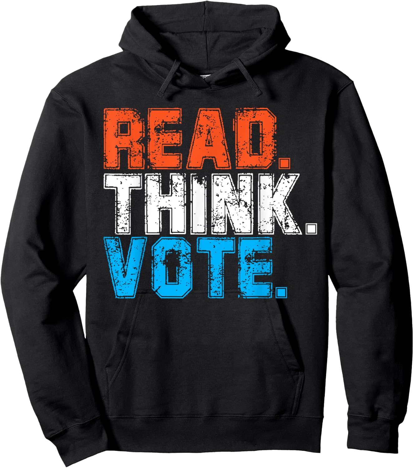 Read Think Vote Black -Adults Small Classic Fit Short Sleeve Classic Style Imported Polyester 100% Hoodie - Hoodie | Black