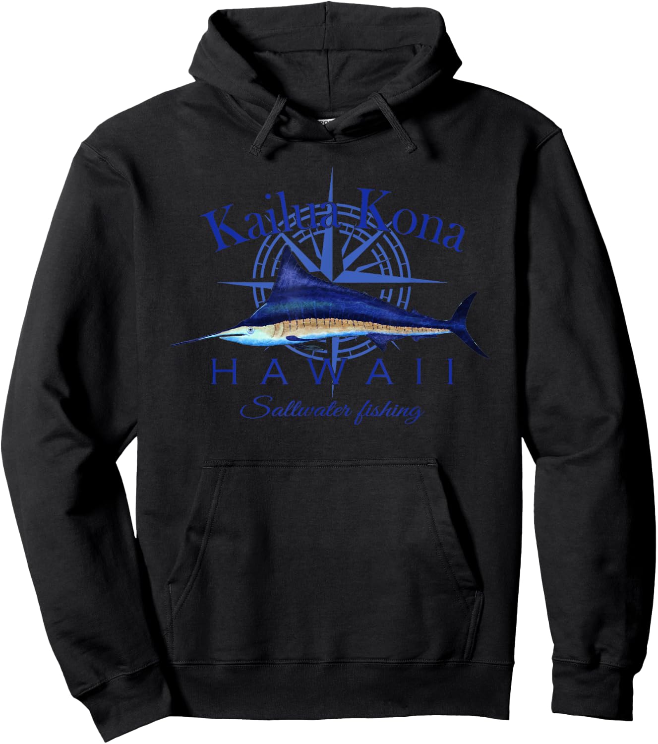 Kailua Kona Hawaii Sailfish Billfish Marlin Saltwater Hoodie - Hoodie | Black