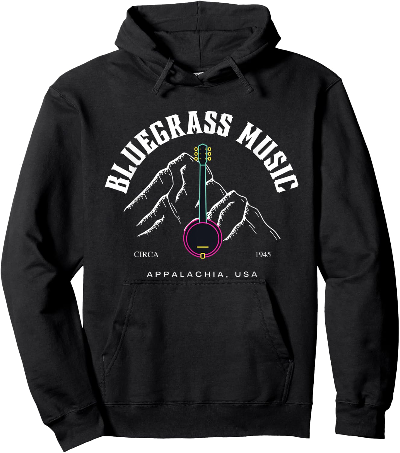 Bluegrass Appalachian Mountains Banjo Fiddle Picking Country Hoodie - Hoodie | Black