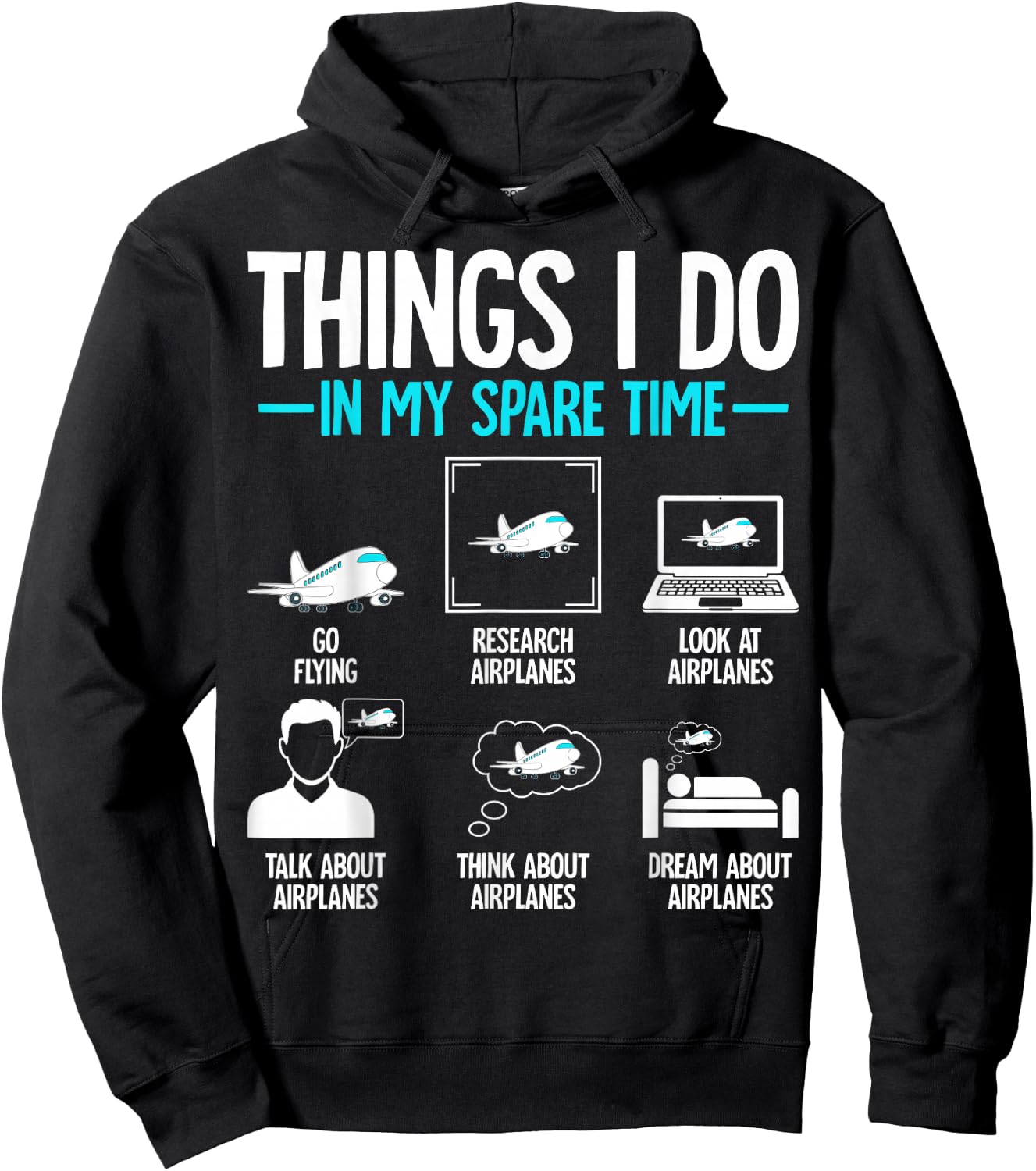 Things I Do in My Spare Time Flying Airplane Pilot Hoodie - Hoodie | Black