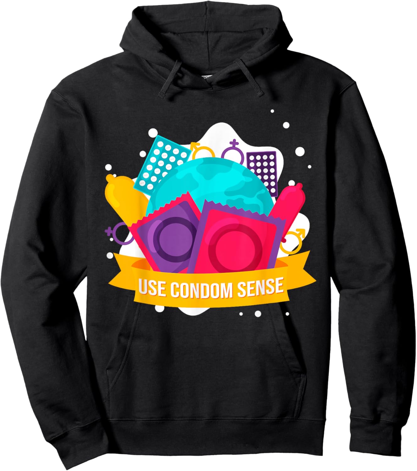 Funny Use Condom Sense Birth Control Safe Sex Hoodie - Hoodie | Black