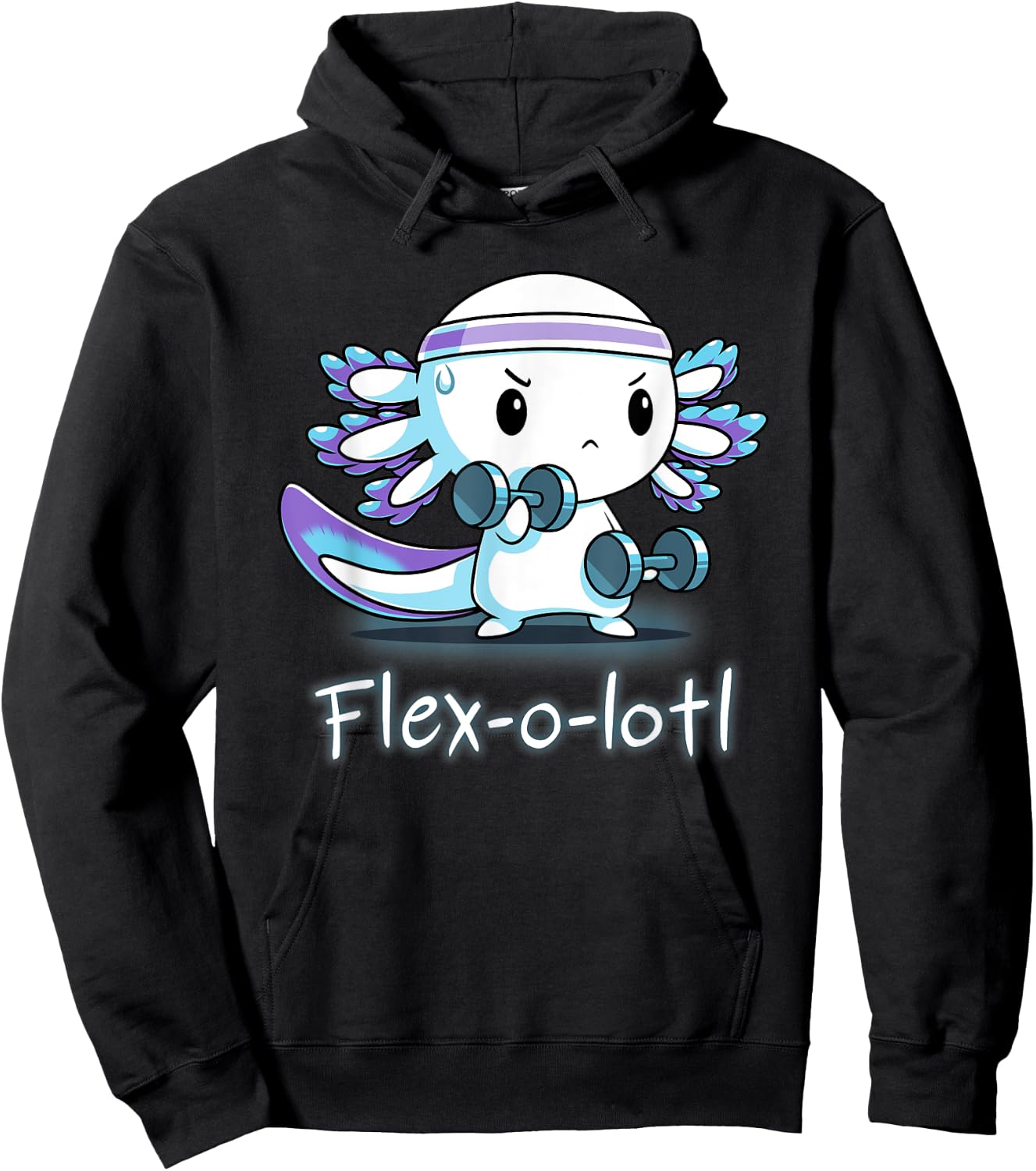 Flex-O-Lotl Weightlifting Axolotl Gym Work Out Fift Hoodie - Hoodie | Black