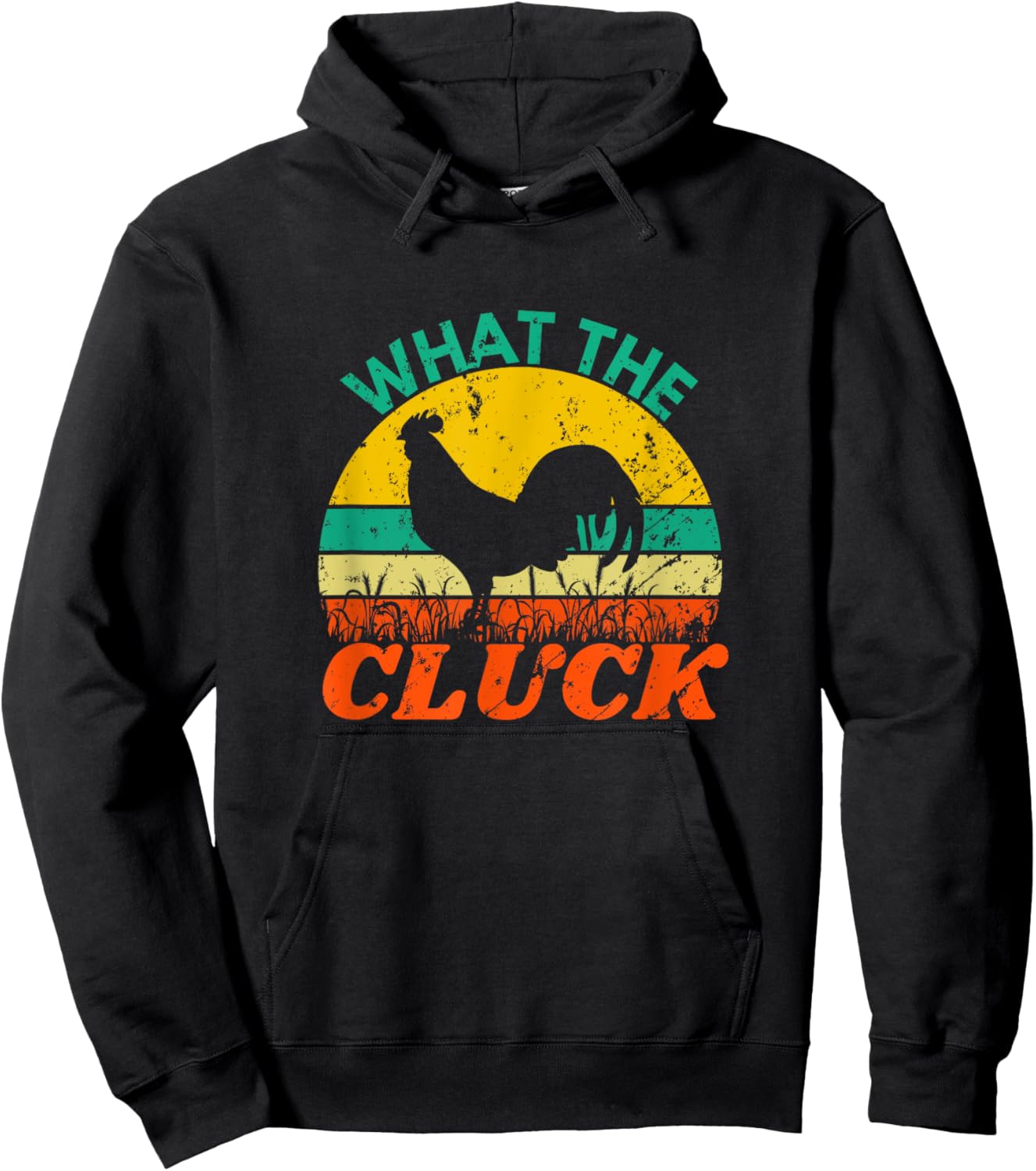 Funny Chicken Shirts | What the Cluck | Retro Vintage Style Hoodie - Hoodie | Black