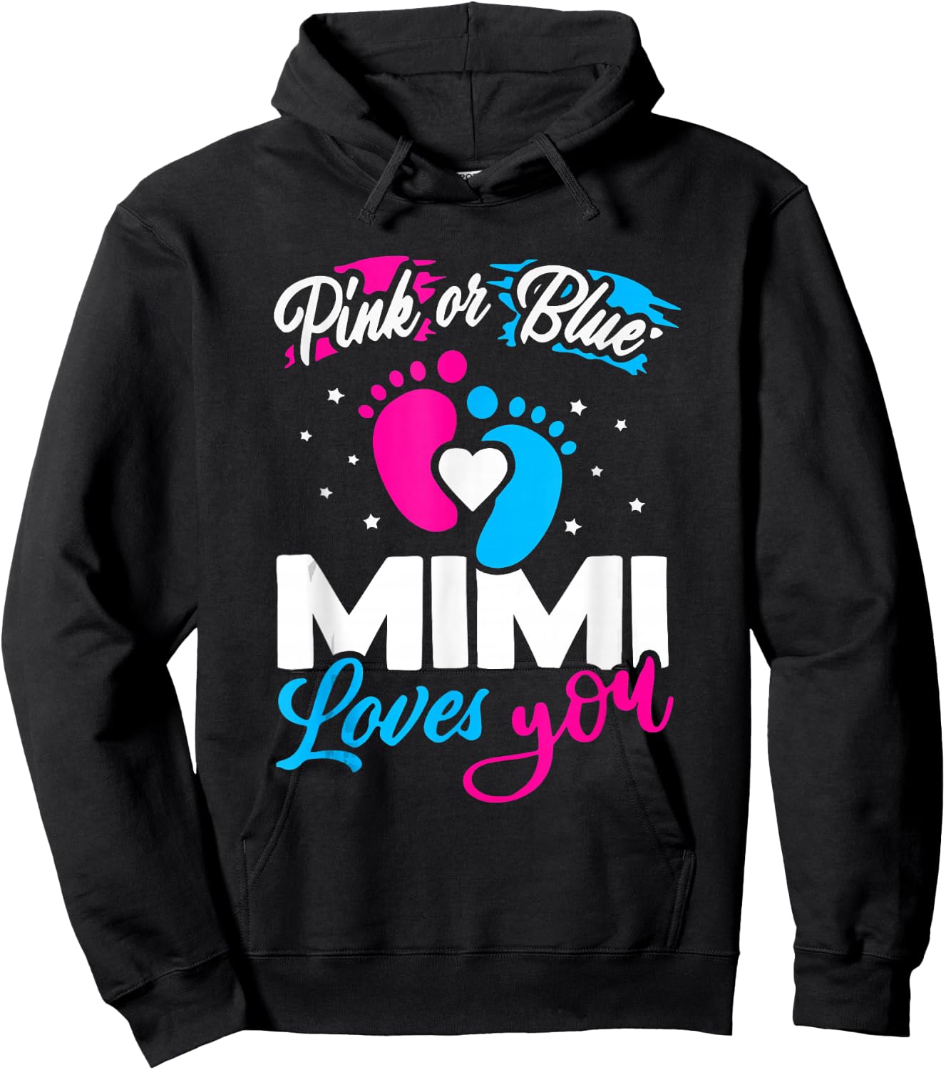 Pink Or Blue Mimi Loves You Baby Gender Reveal Party Shower Hoodie - Hoodie | Black