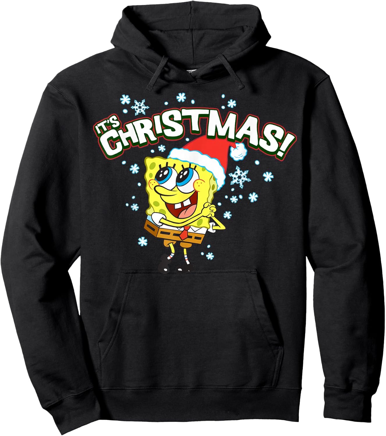Spongebob Squarepants It's Christmas Snowflakes Hoodie - Hoodie | Black