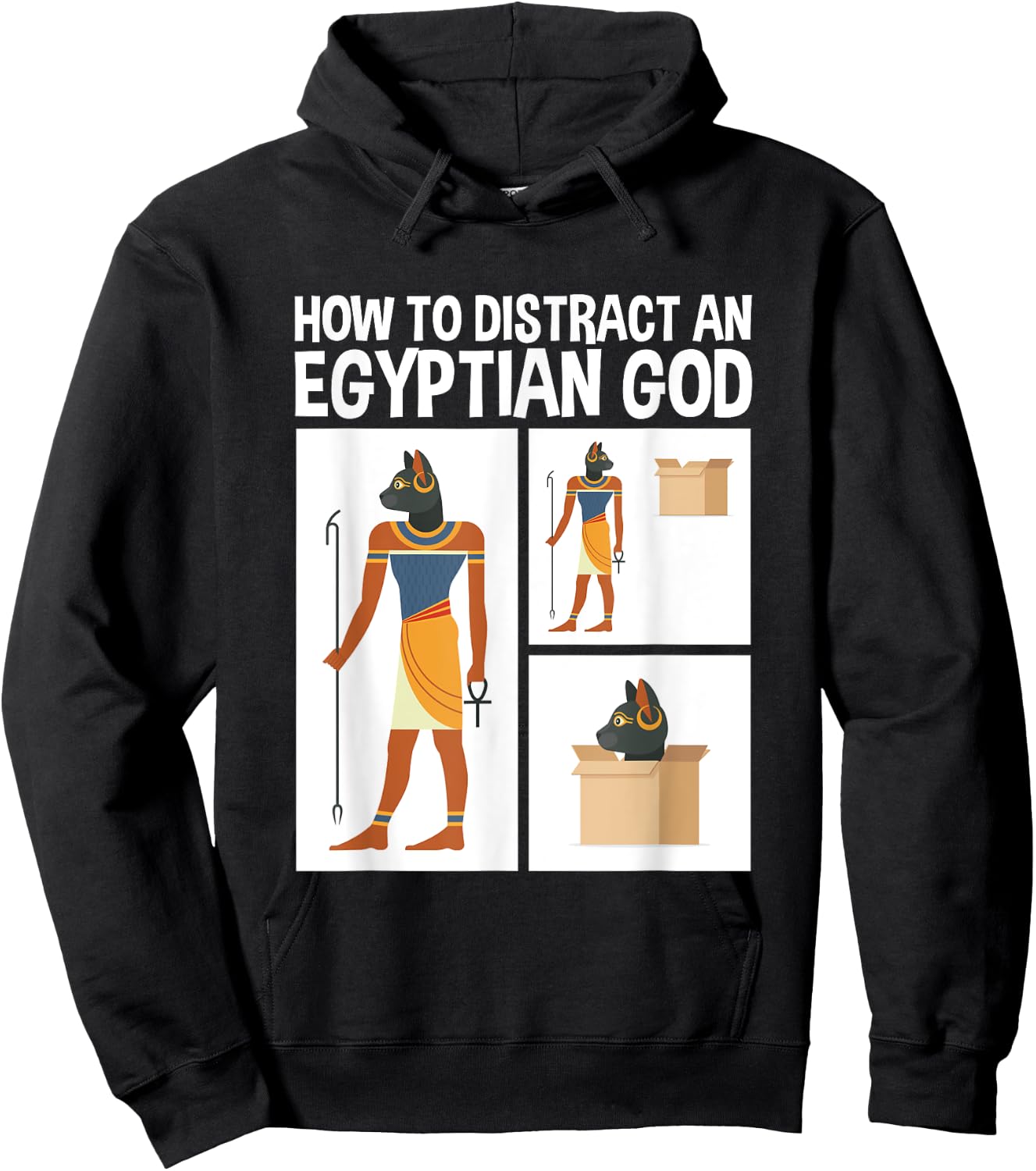How To Distract An Egyptian God Funny Cat Hoodie - Hoodie | Black