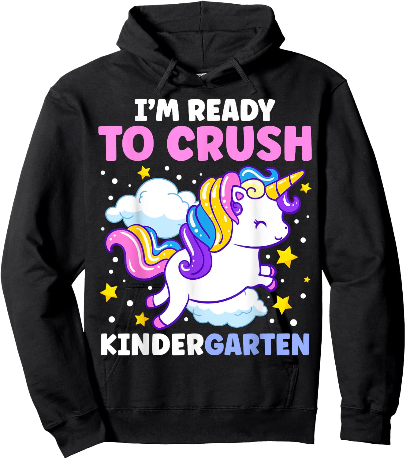 First Day of Kindergarten Unicorn Girls Back to School Hoodie - Hoodie | Black