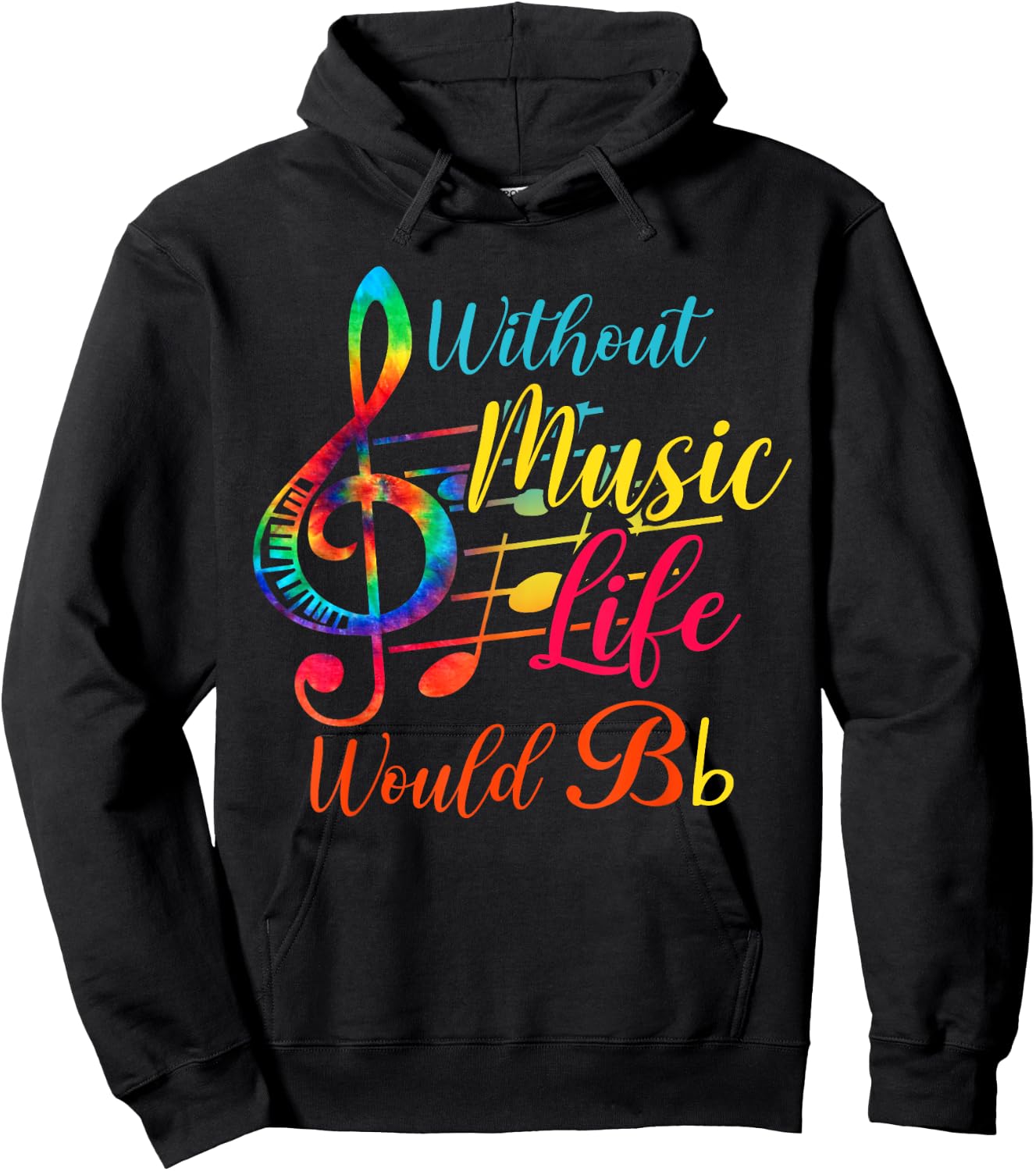 Without Music Life Would B Flat II - Funny Music Hoodie - Hoodie | Black