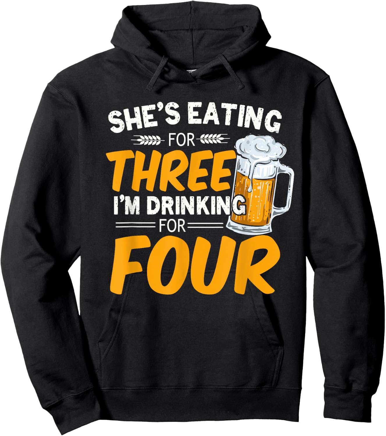 She's Eating For Three I'm Drinking For Four Beer Lover Dad Hoodie - Hoodie | Black