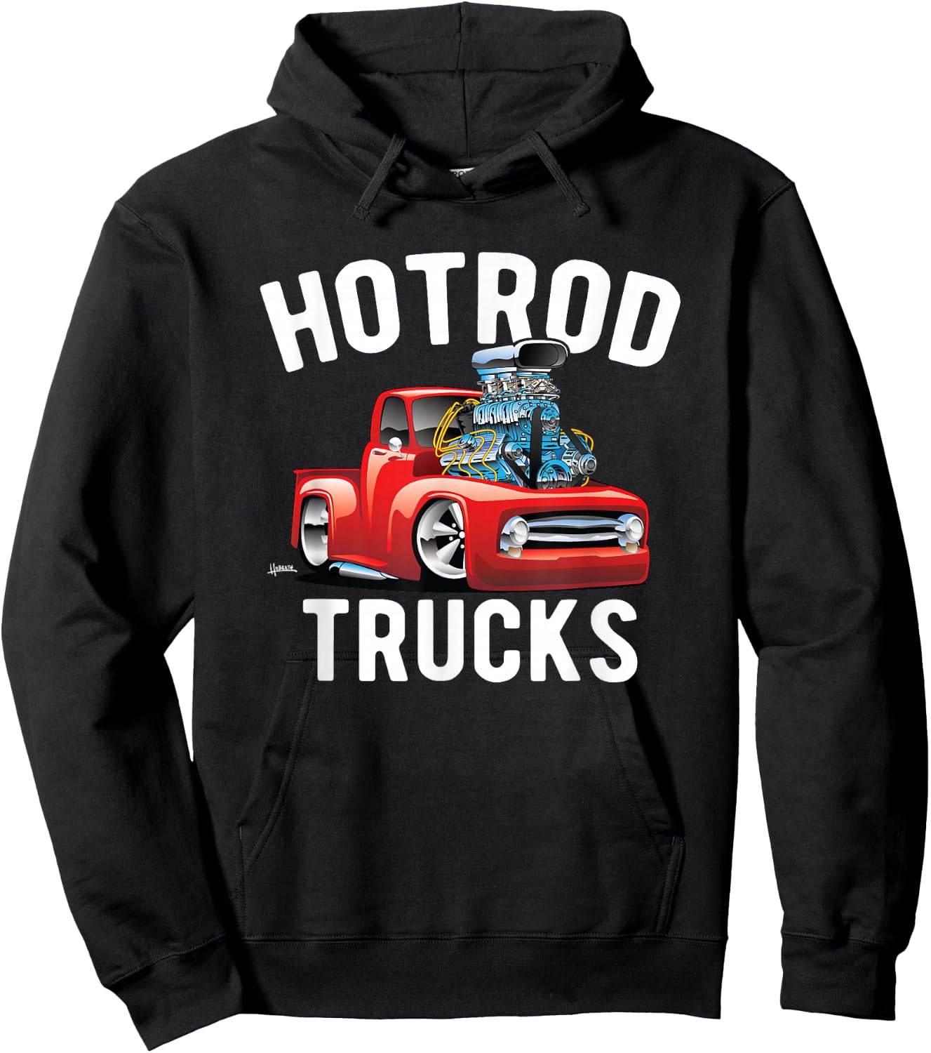 Hotrod Trucks Cartoon Classic Truck Design Hoodie - Hoodie | Black
