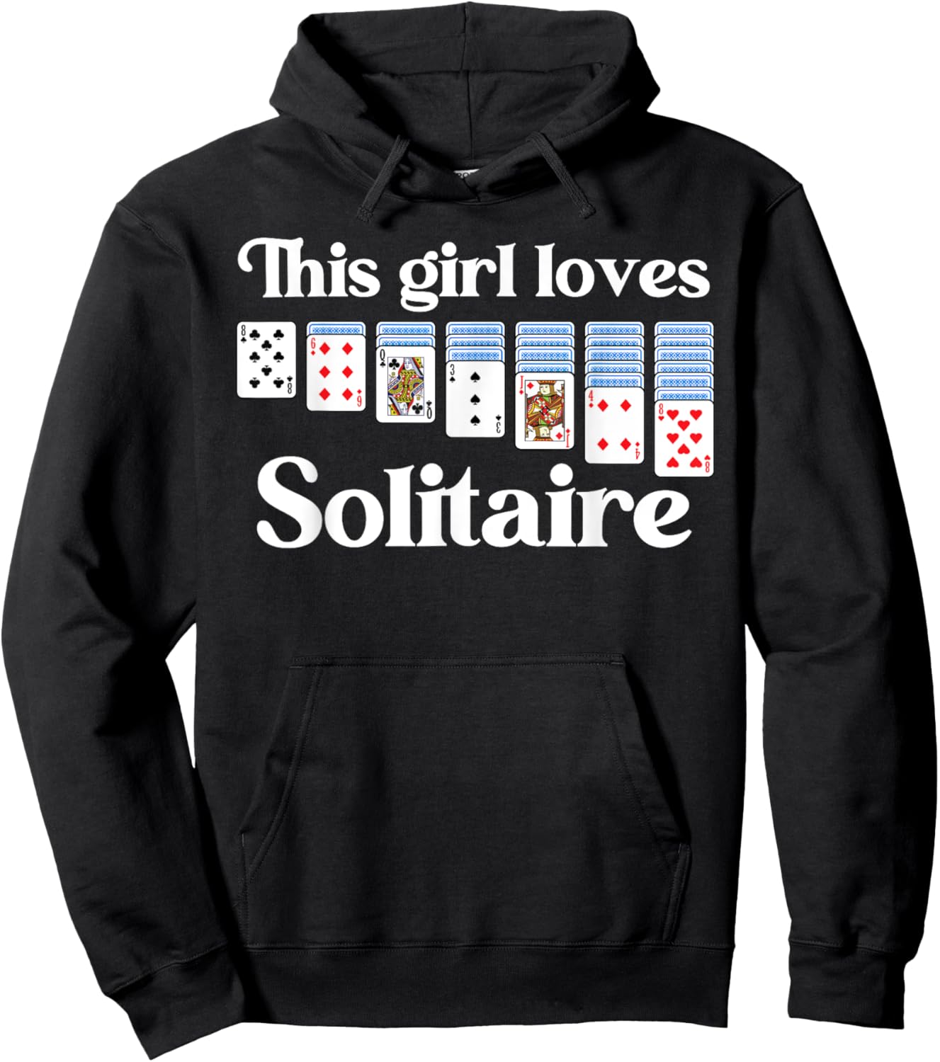 Solitaire Gift Girl Kids Card Game Player Solitaire Game Hoodie - Hoodie | Black