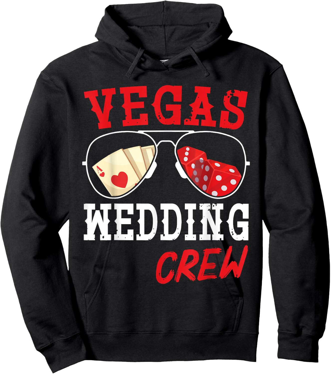 Happy Marriage Bride Groom Husband and Wife Vegas Wedding Crew Hoodie - Hoodie | Black