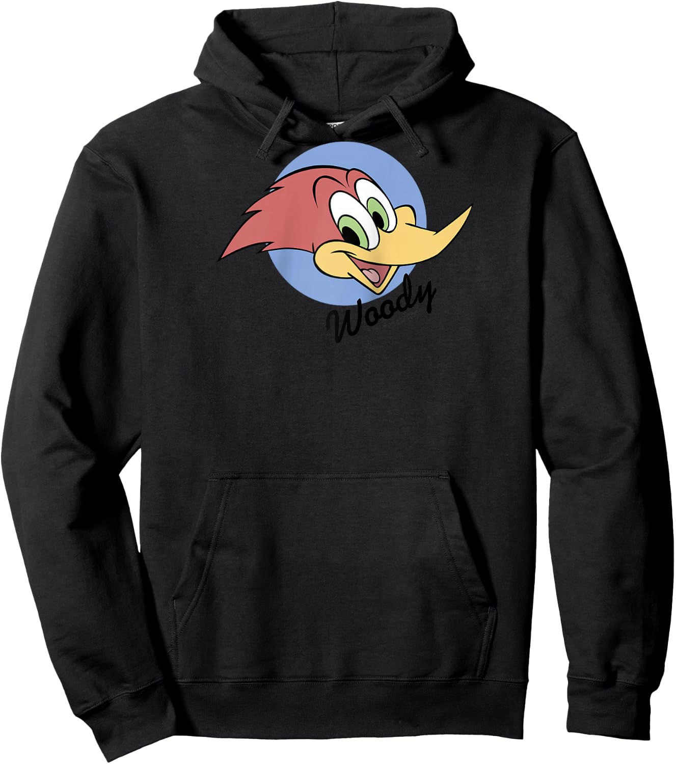 Woody Woodpecker Face Circle Logo Raglan Baseball Hoodie - Hoodie | Black