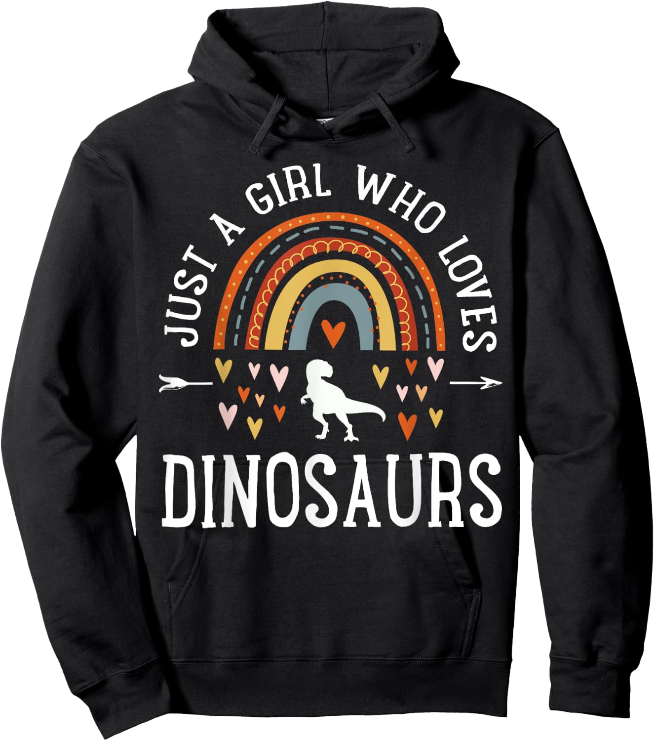Just A Girl Who Loves Dinosaurs Rainbow Gifts for Dino Lover Hoodie - Hoodie | Black