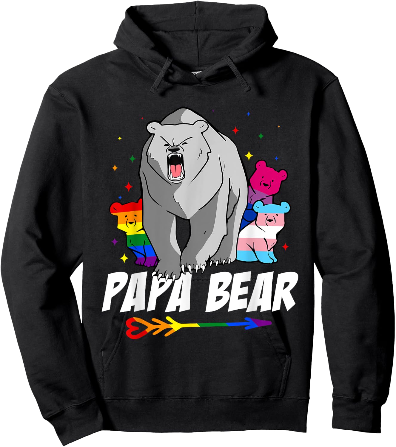Papa Bear LGBT Gay Bisexual Trans Pride Month Support Hoodie - Hoodie | Black