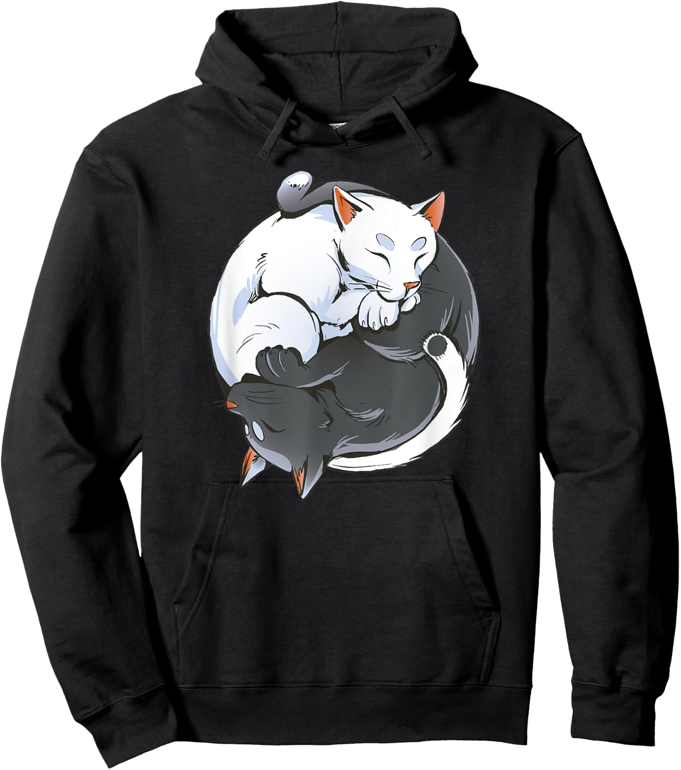 Black and White Cat Yin Yang Yoga Buddhism Cute Cat Lovers Men Women Kids Hoodie - Hoodie | Black