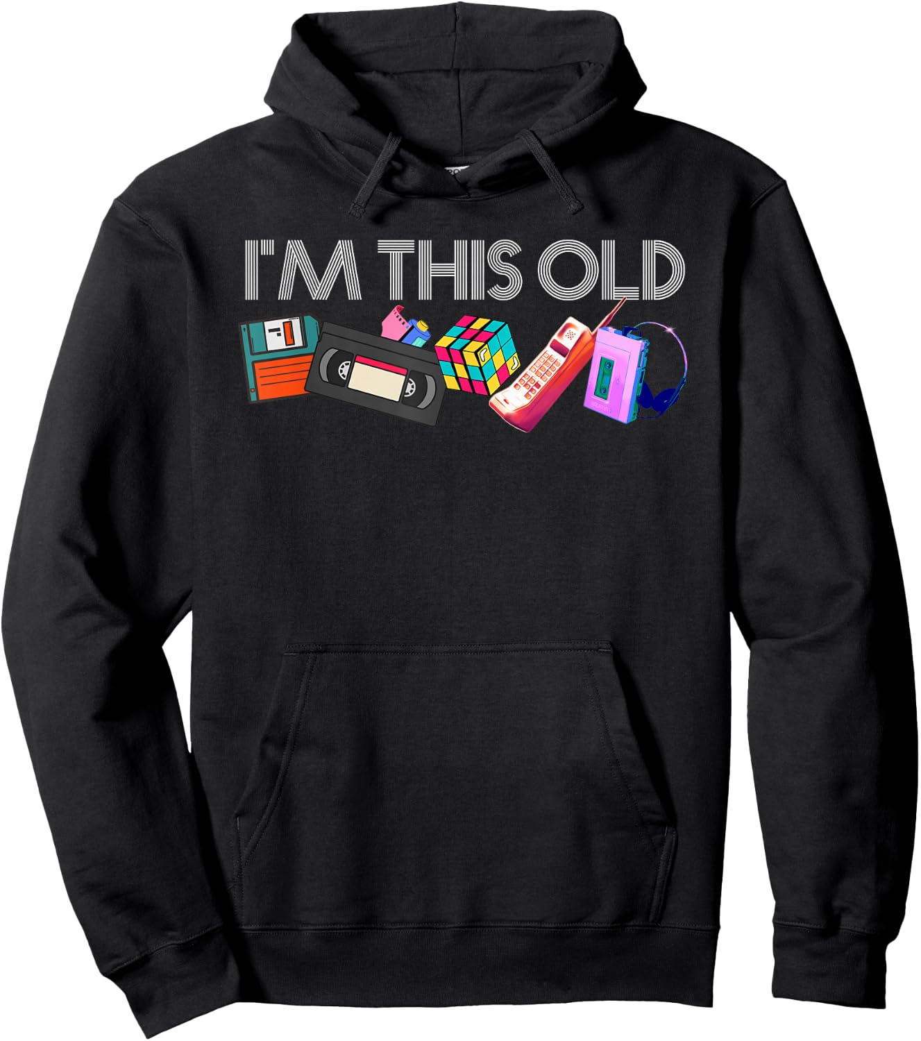 Remember the 80s I'm This Old 80s Technology Icons 1980s Birthday , Black Hoodie - Hoodie | Black