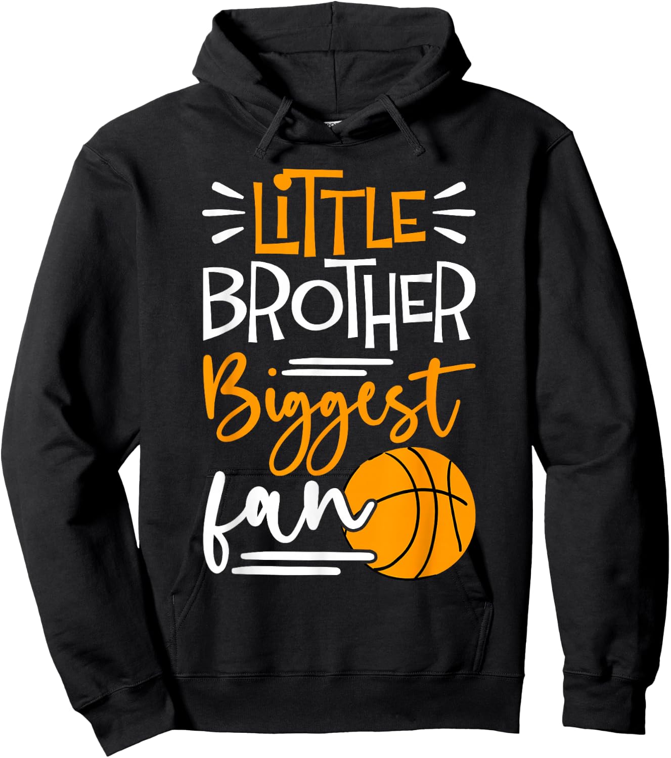 Little Brother Biggest Fan Basketball, Basketball Boys Hoodie - Hoodie | Black