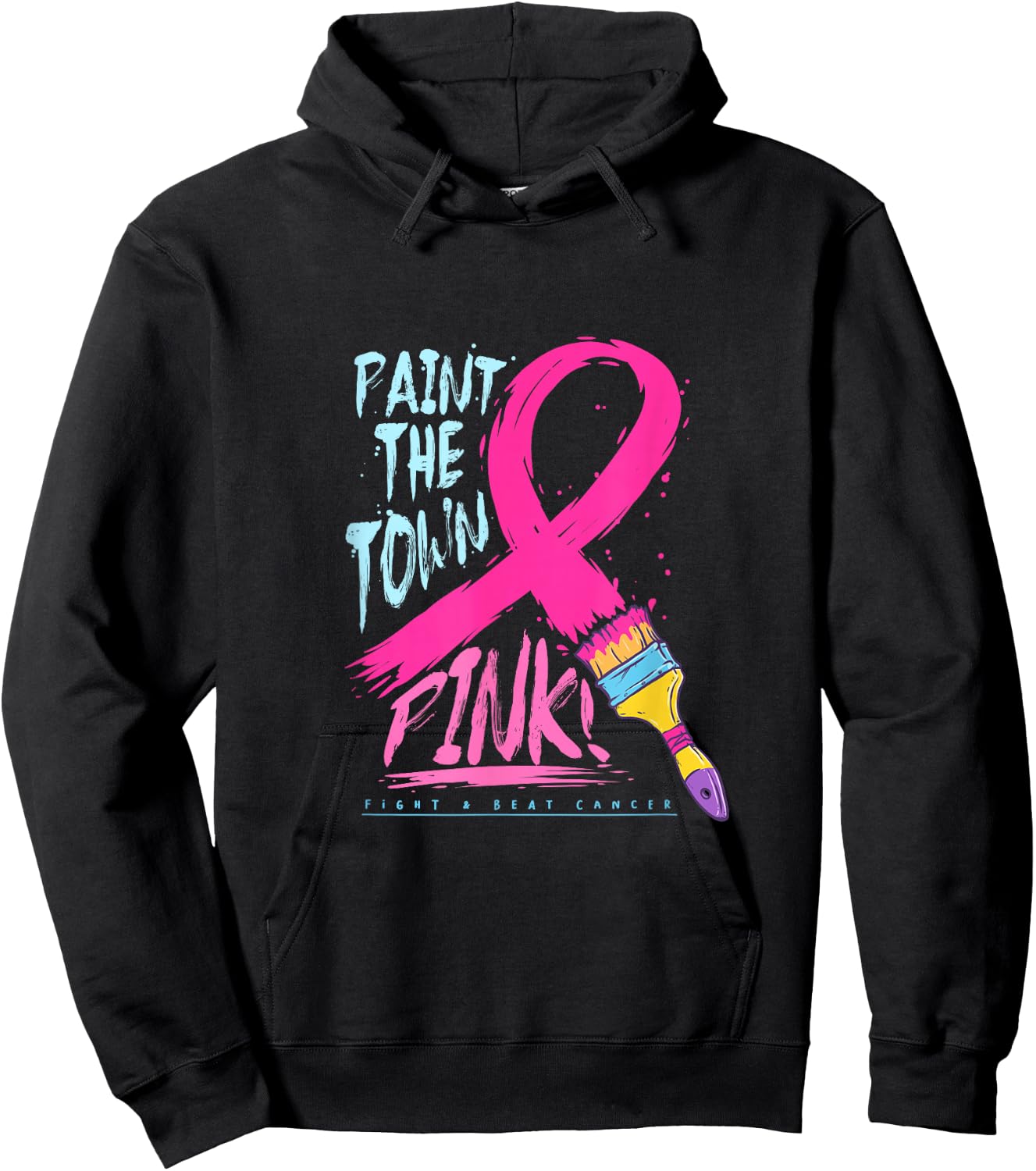 Paint The Town Pink Cancer Survivor Warrior Awareness Hoodie - Hoodie | Black
