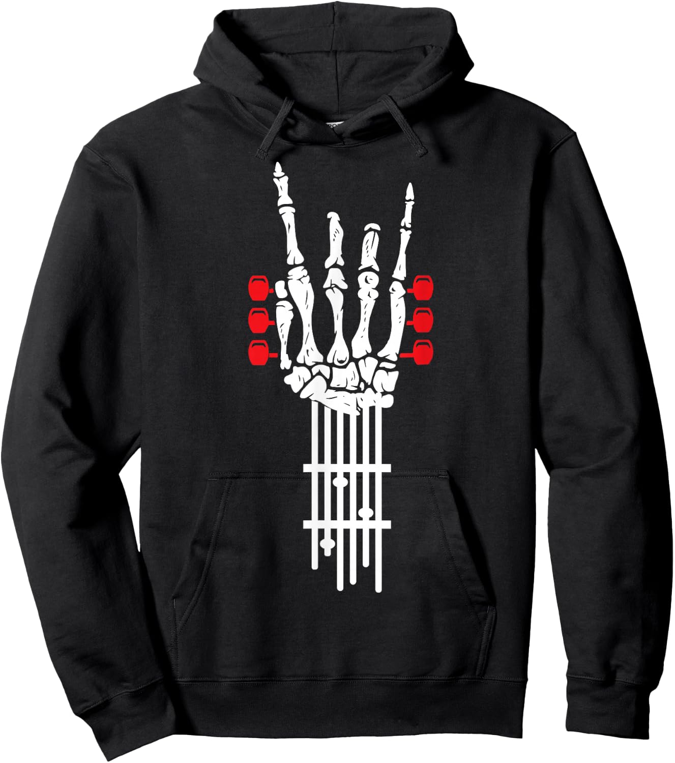 Scary Rock Of Skelton Rocking Hand Guitar Rock & Roll Hoodie - Hoodie | Black