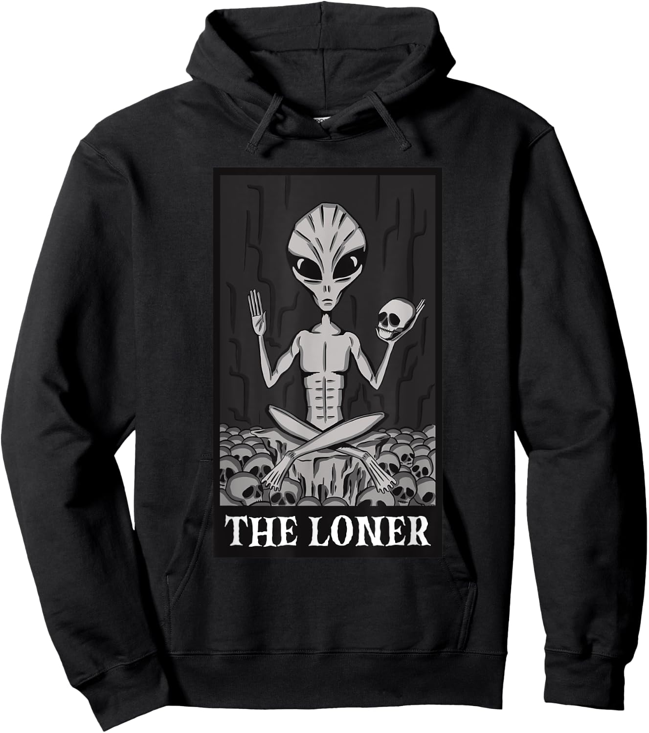 The Loner Lazy Halloween Costume Funny Alien Skeleton Skull Hoodie - Hoodie | Black