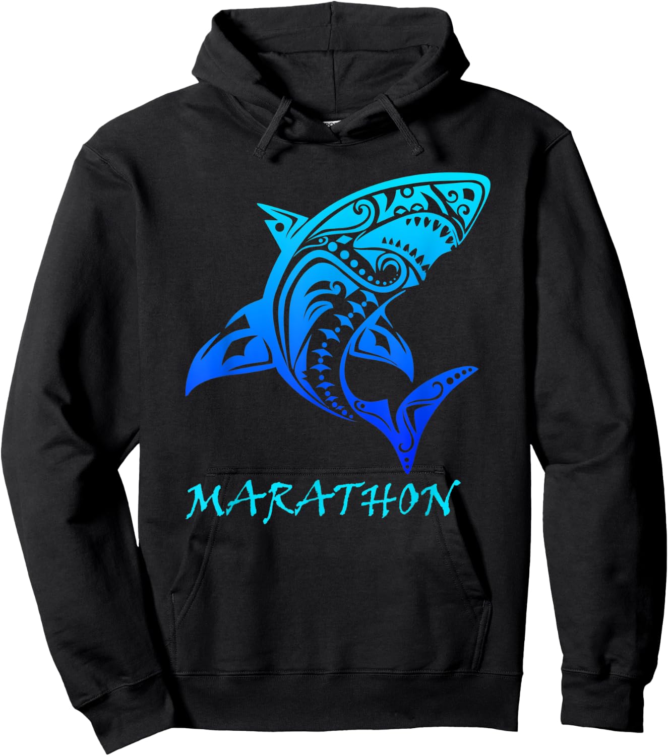 Marathon, Florida Keys Vintage Retro Tribal Shark Vacation Hoodie - Hoodie | Black