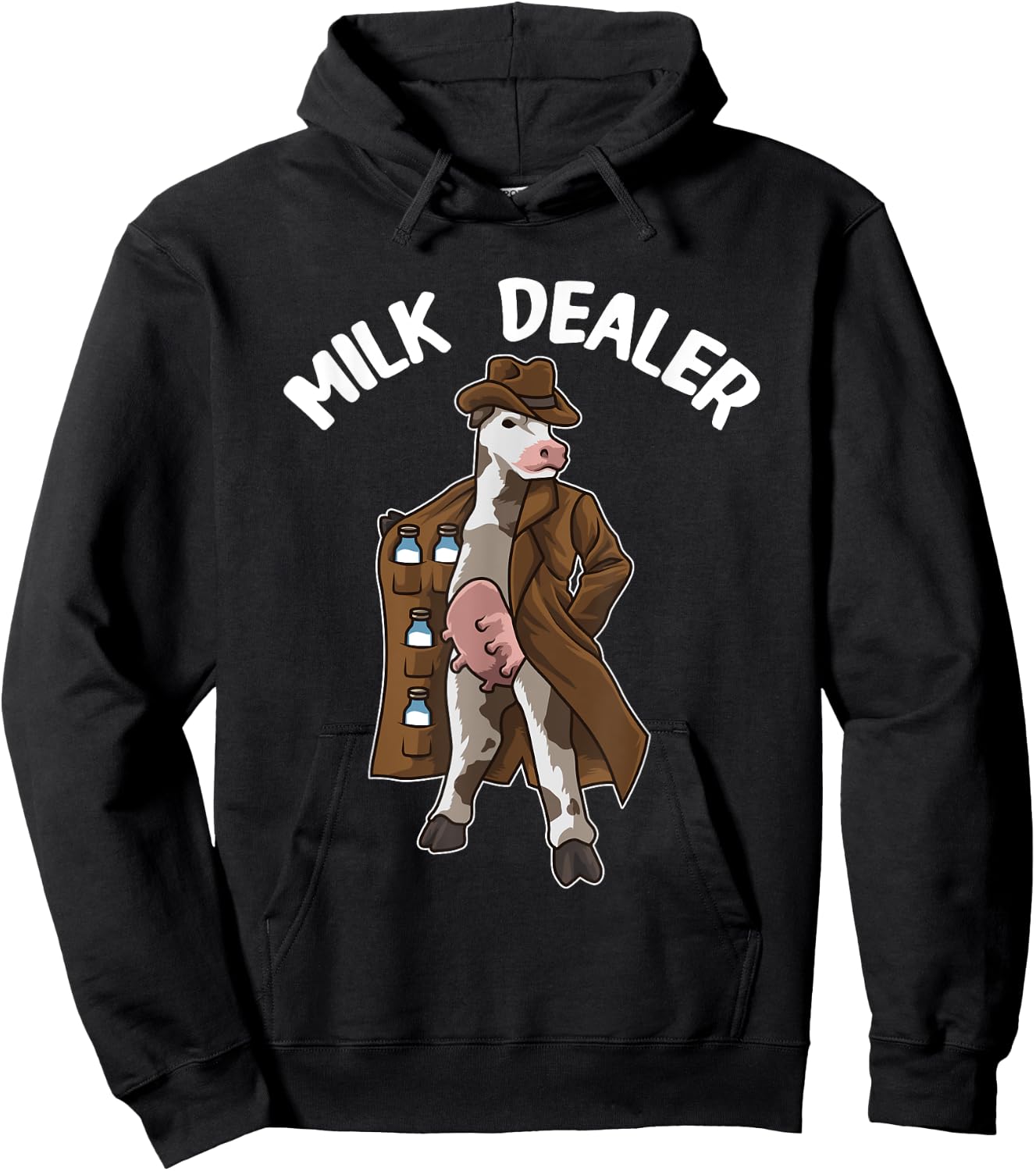 Funny Cow Hilarious Farmer Humor Cow "MILK DEALER" Hoodie - Hoodie | Black