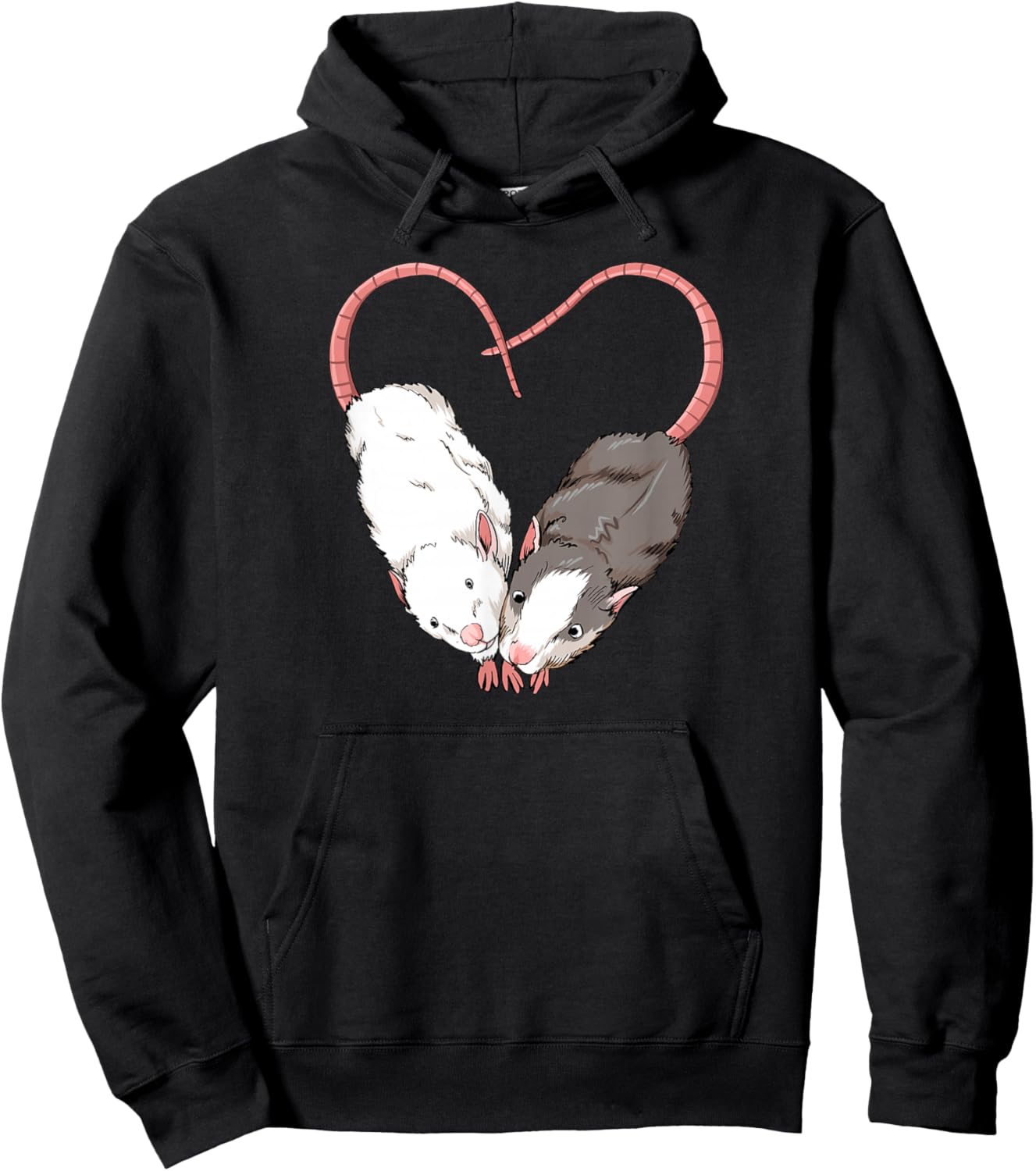 Funny Cute Small Rodent Pet Happy Heart Love Rat Lovers Hoodie - Hoodie | Black