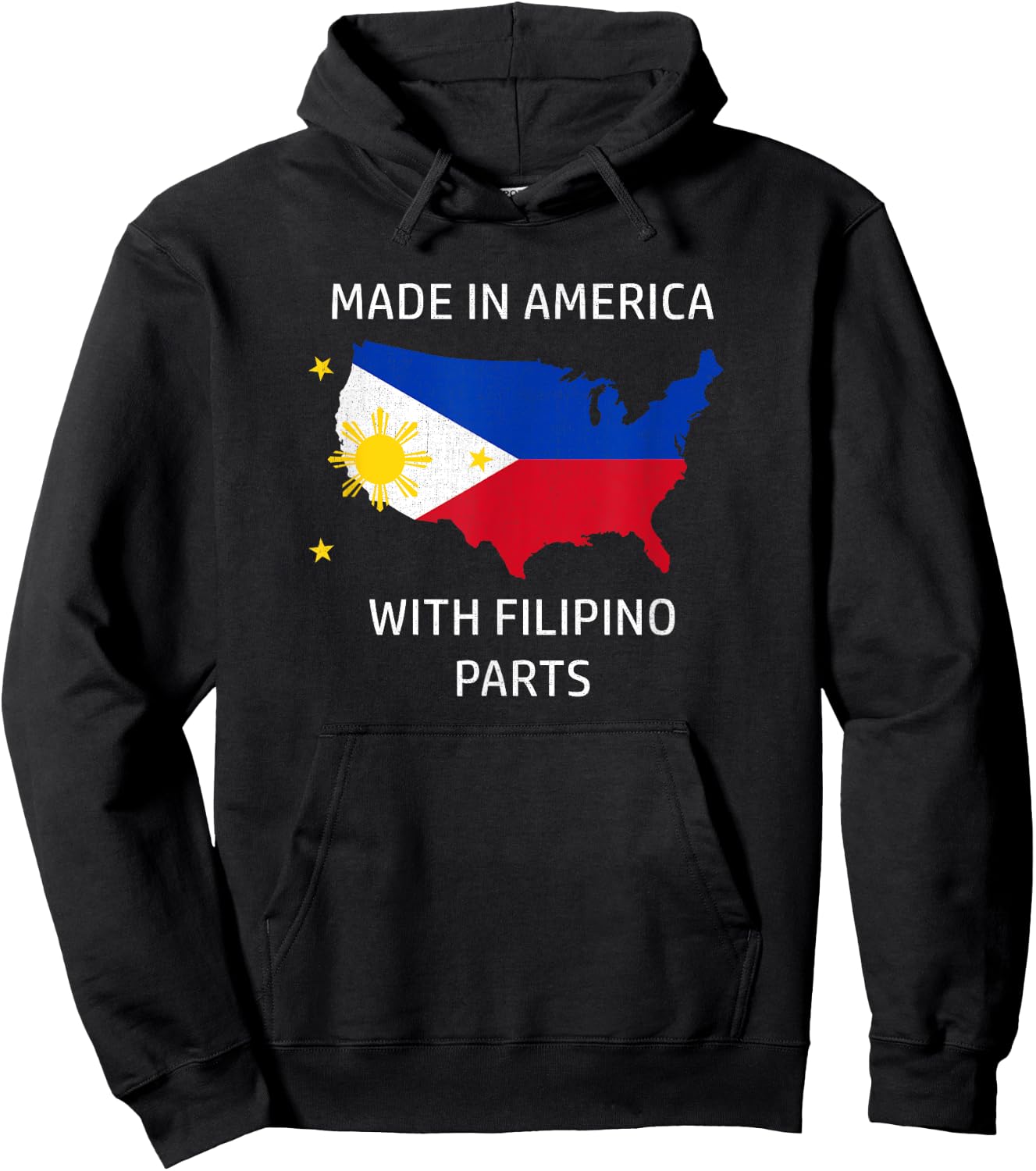 Made in America with Filipino Parts - Philippines and USA Hoodie - Hoodie | Black