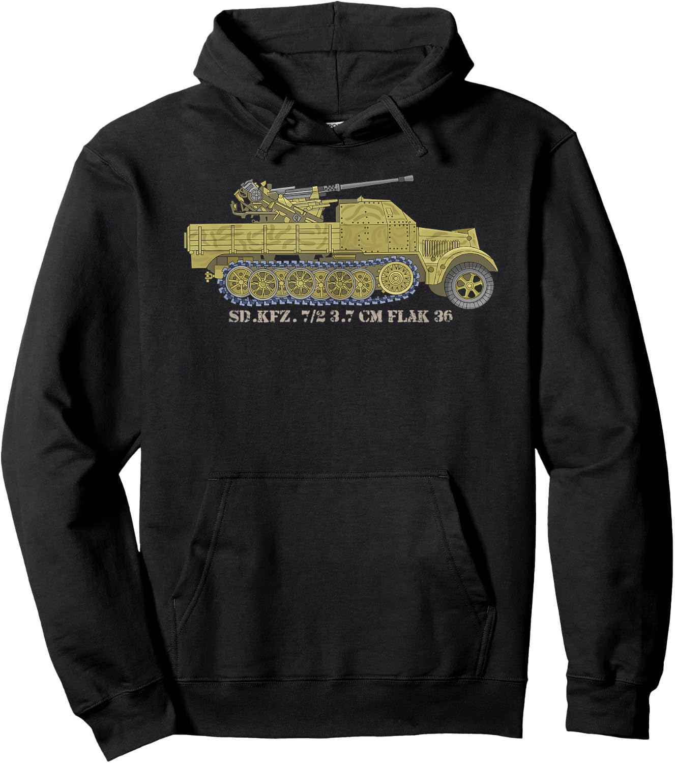 Sd.Kfz. 7/2 3.7 cm FlaK 36 German WW2 Anti-Aircraft Truck Hoodie - Hoodie | Black