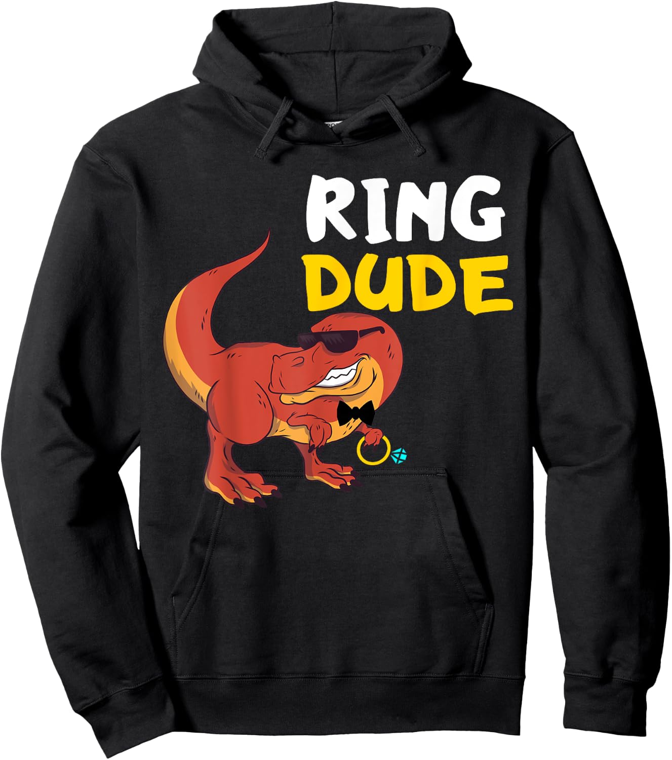 Ring Bearer Ring Dude Dino Wedding Party Wedding Party Hoodie - Hoodie | Black