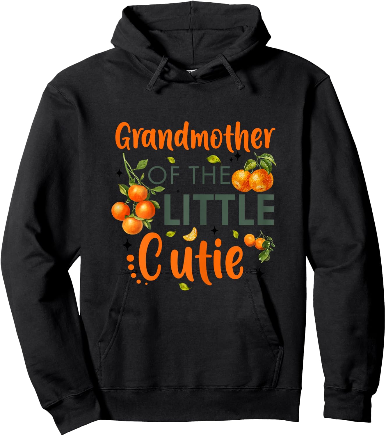 Grandmother Of The Little Cutie Orange 1st Birthday Party Hoodie - Hoodie | Black