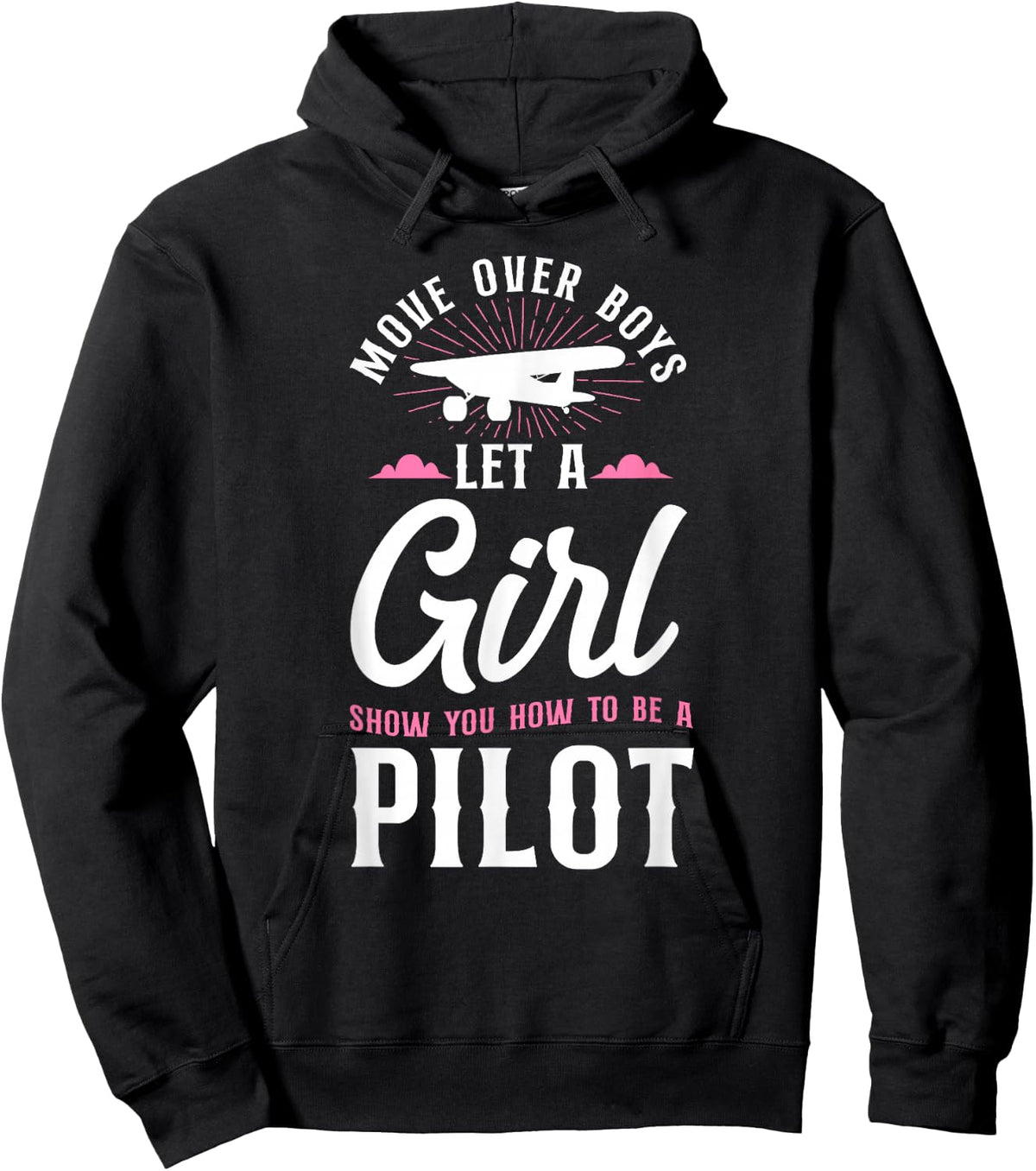 Airplane Pilot Girl Vintage Move Over Boys Let A Girl Show Hoodie - Hoodie | Black