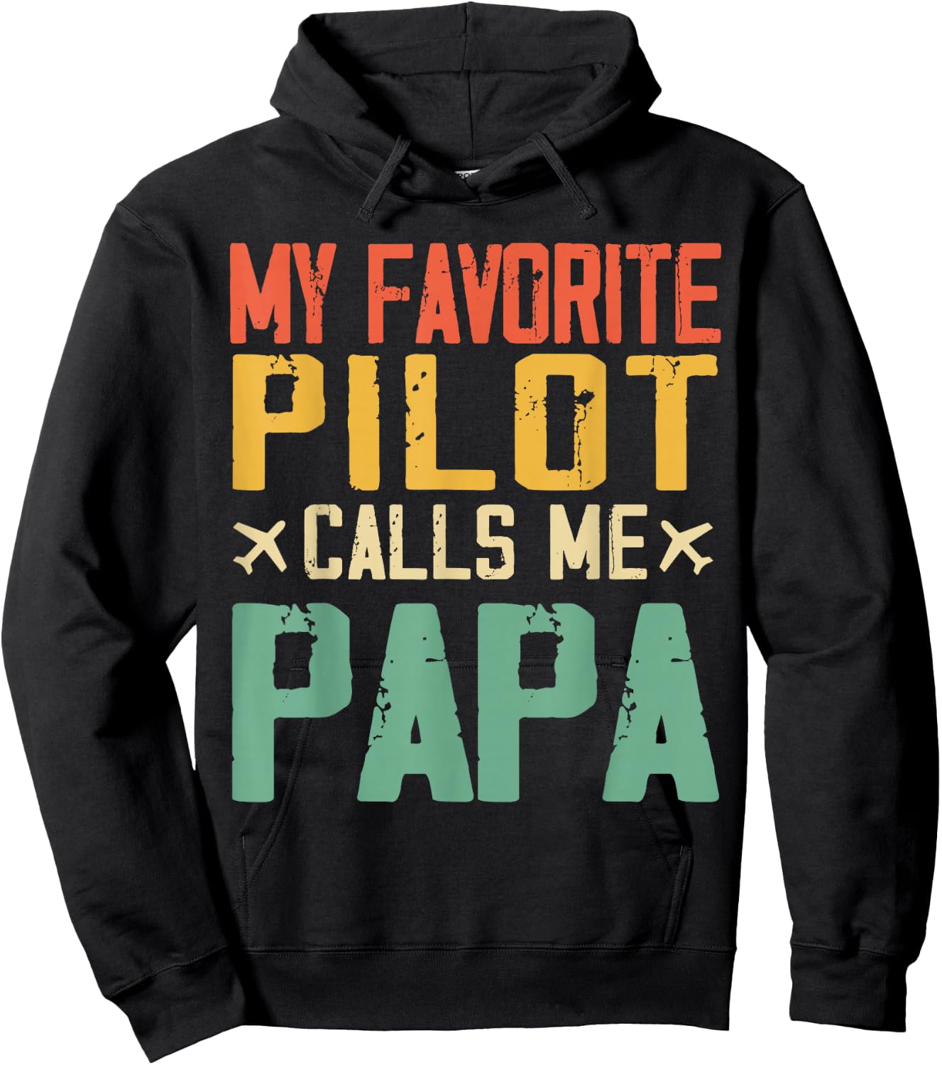 My Favorite Pilot Calls Me Papa Vintage Father's Day Hoodie - Hoodie | Black