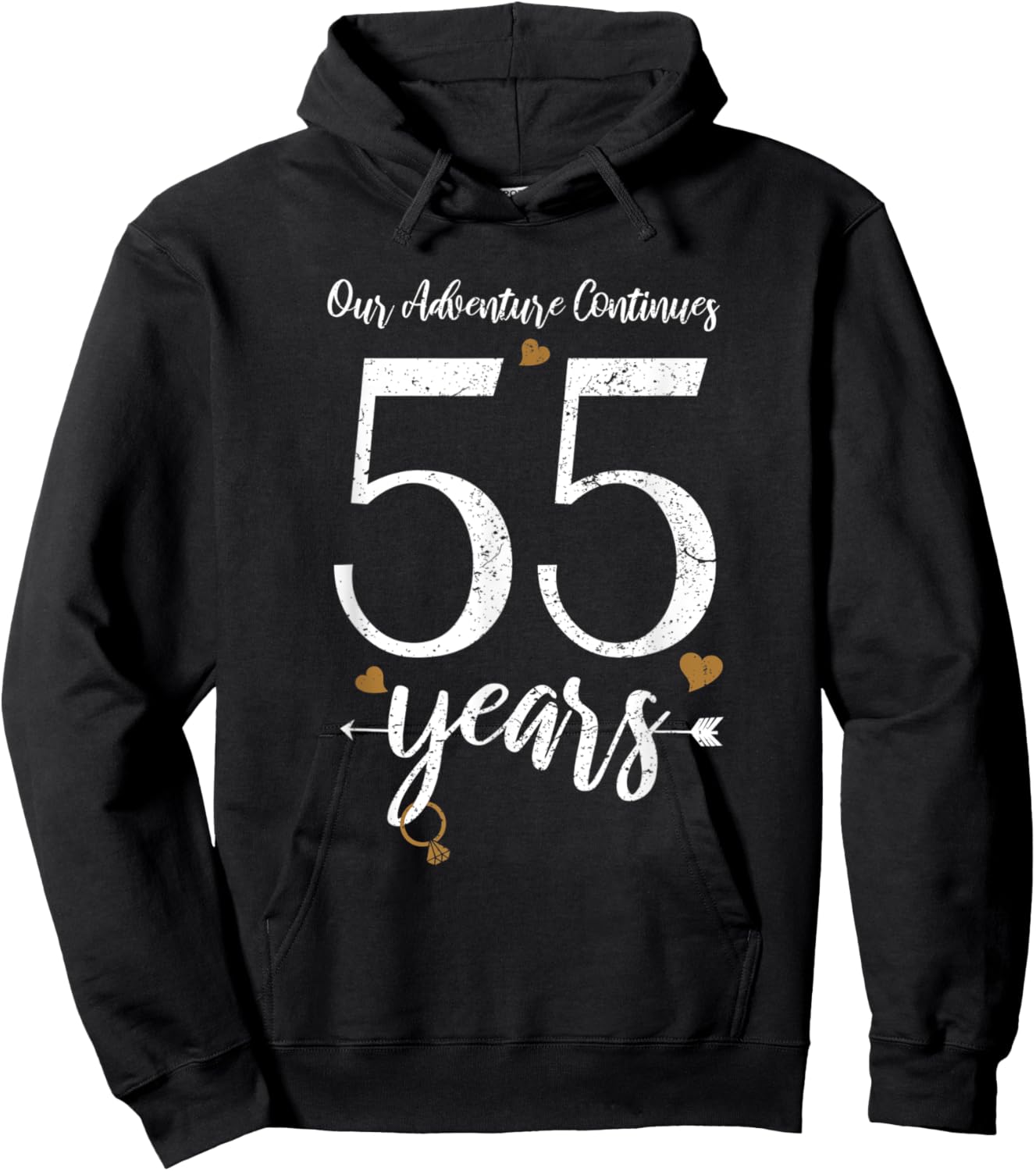 Our Adventures Continues 55 Years - 55th Wedding Anniversary Hoodie - Hoodie | Black