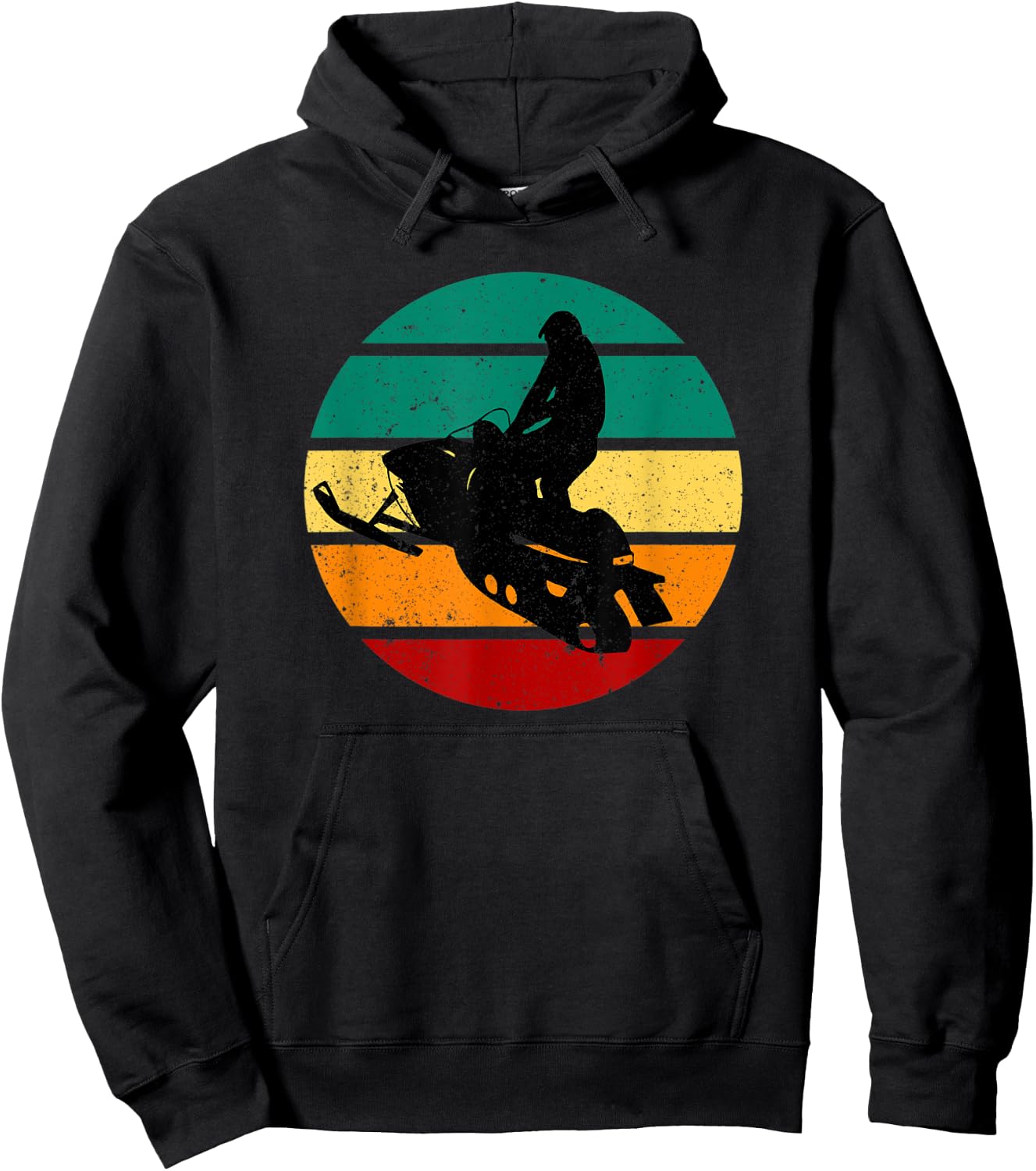 Snowmobile Vintage Motor Sled & Sunset Winter Sports Alpine Hoodie - Hoodie | Black