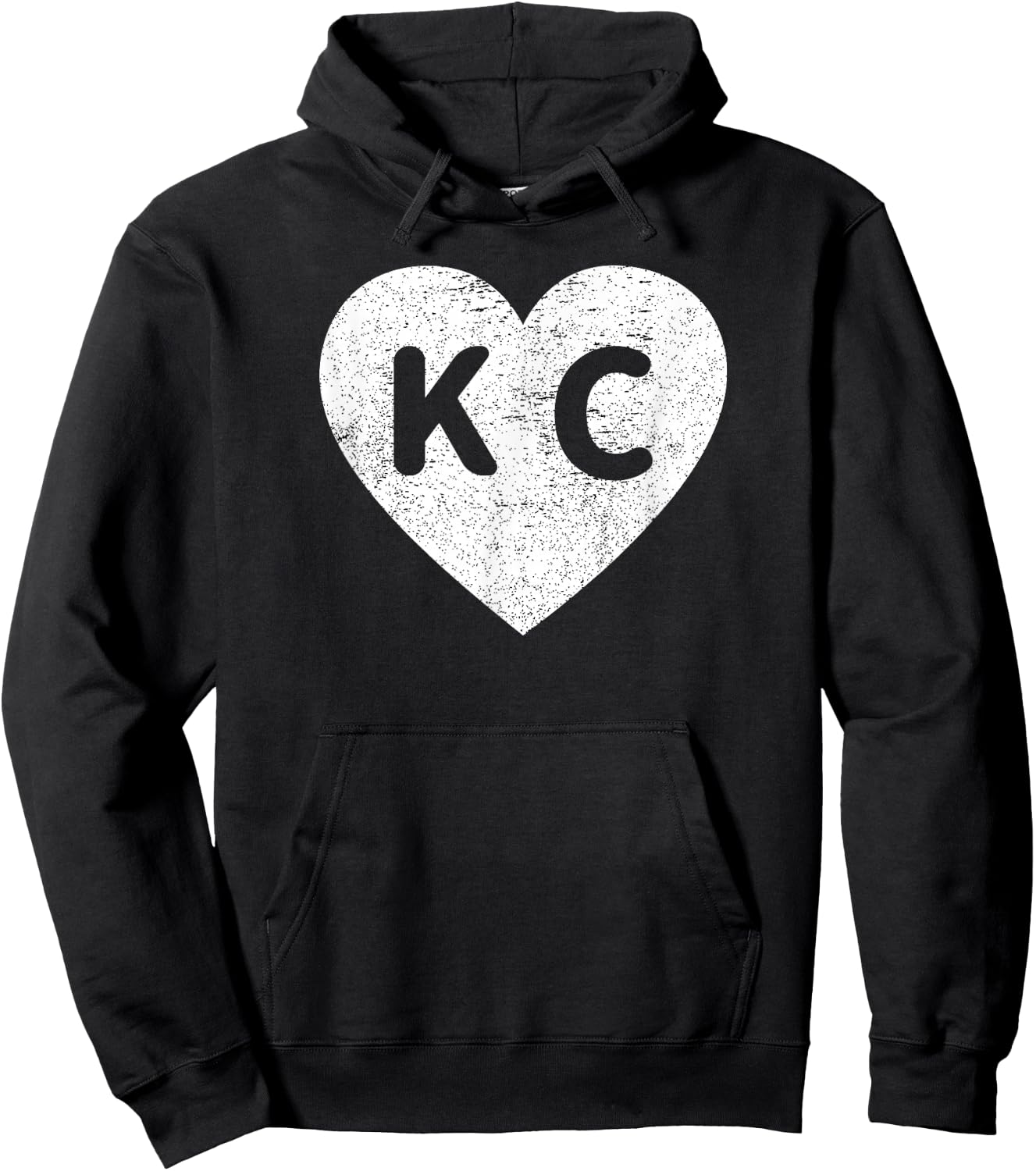 Vintage Distressed Love Kansas City KC Heart Print Hoodie - Hoodie | Black