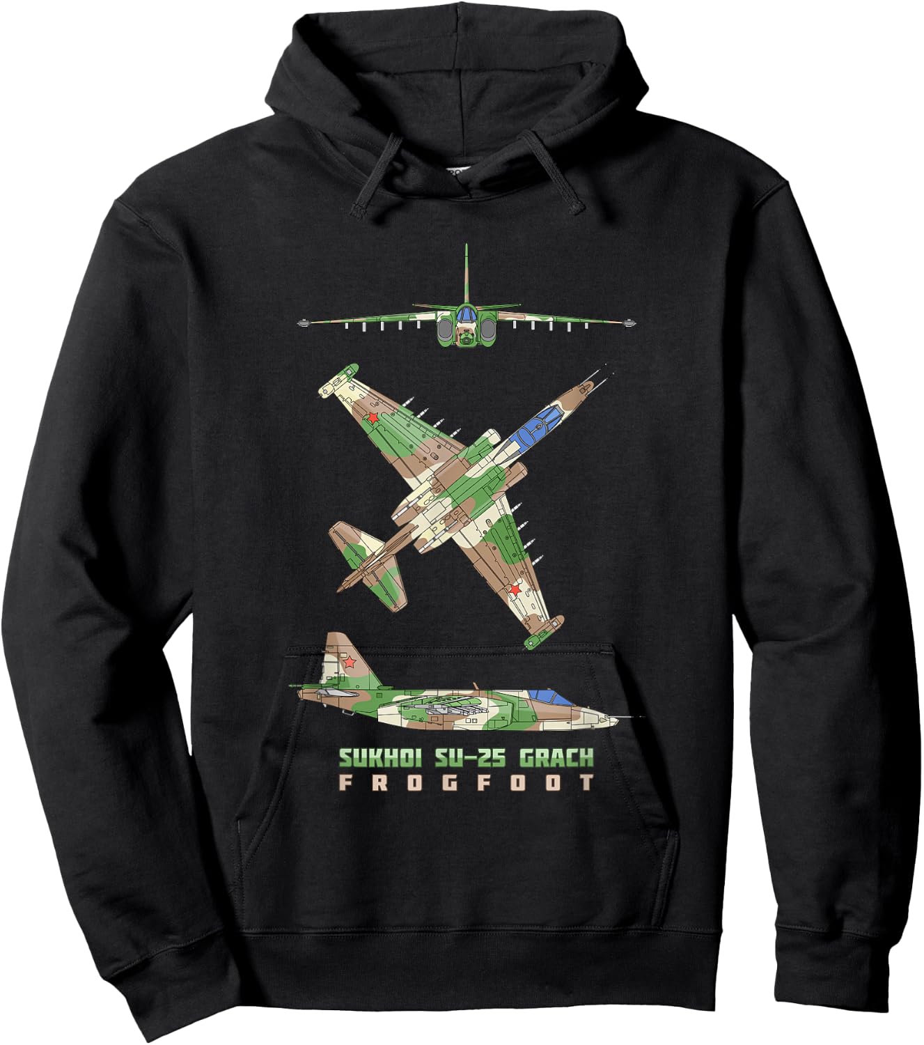 Sukhoi Su-25 Grach Russian Jet Plane Diagram Hoodie - Hoodie | Black
