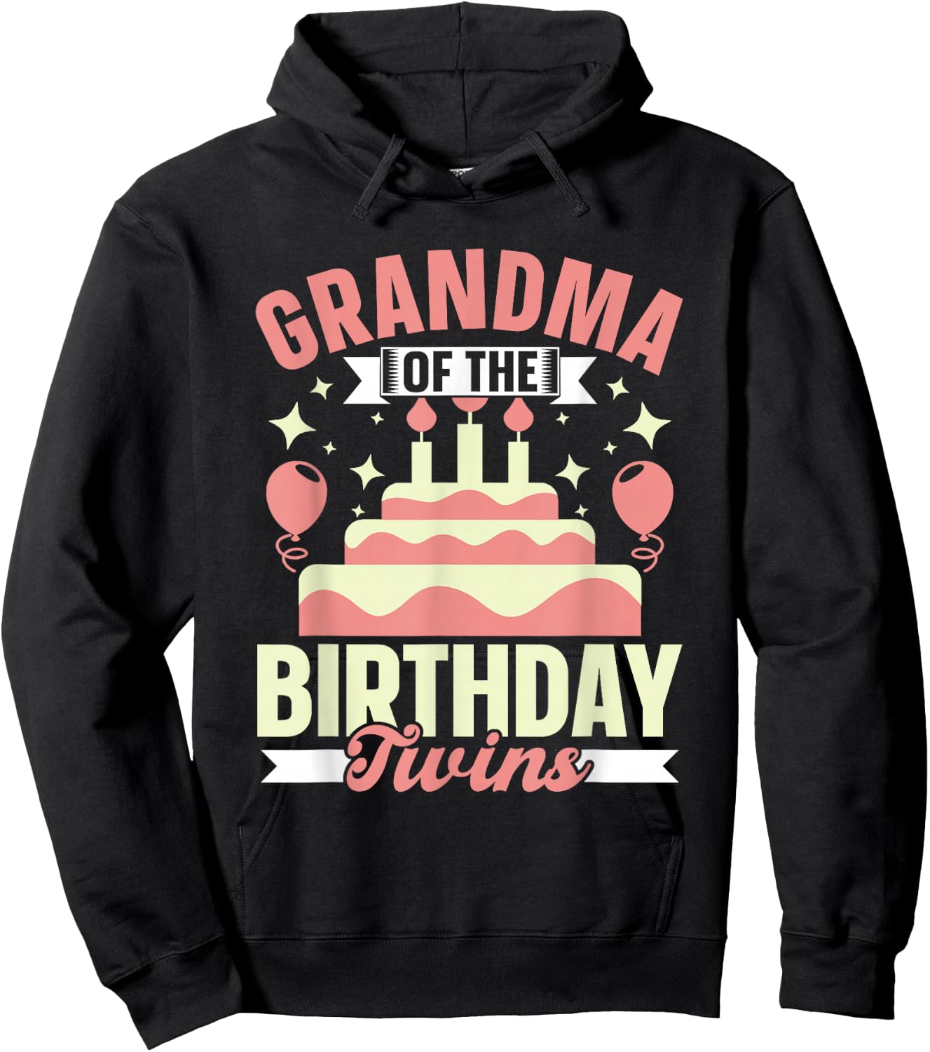 Grandma The Birthday Twins Birthday Twin Grandmother Hoodie - Hoodie | Black