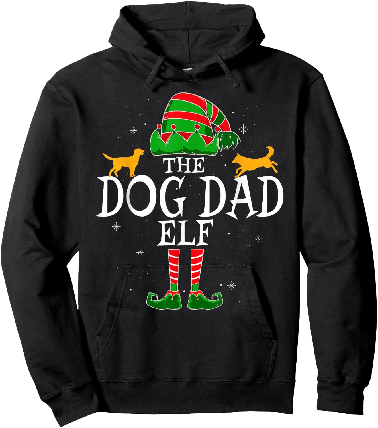 Dog Dad Elf Group Matching Family Christmas Daddy Funny Hoodie - Hoodie | Black
